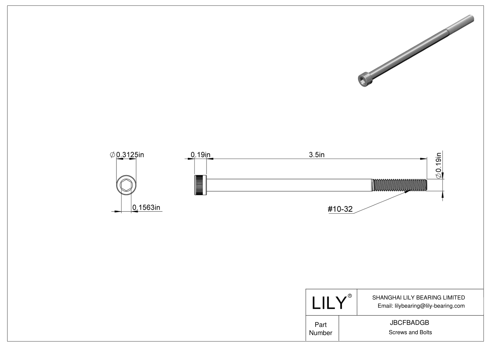 JBCFBADGB Alloy Steel Socket Head Screws cad drawing