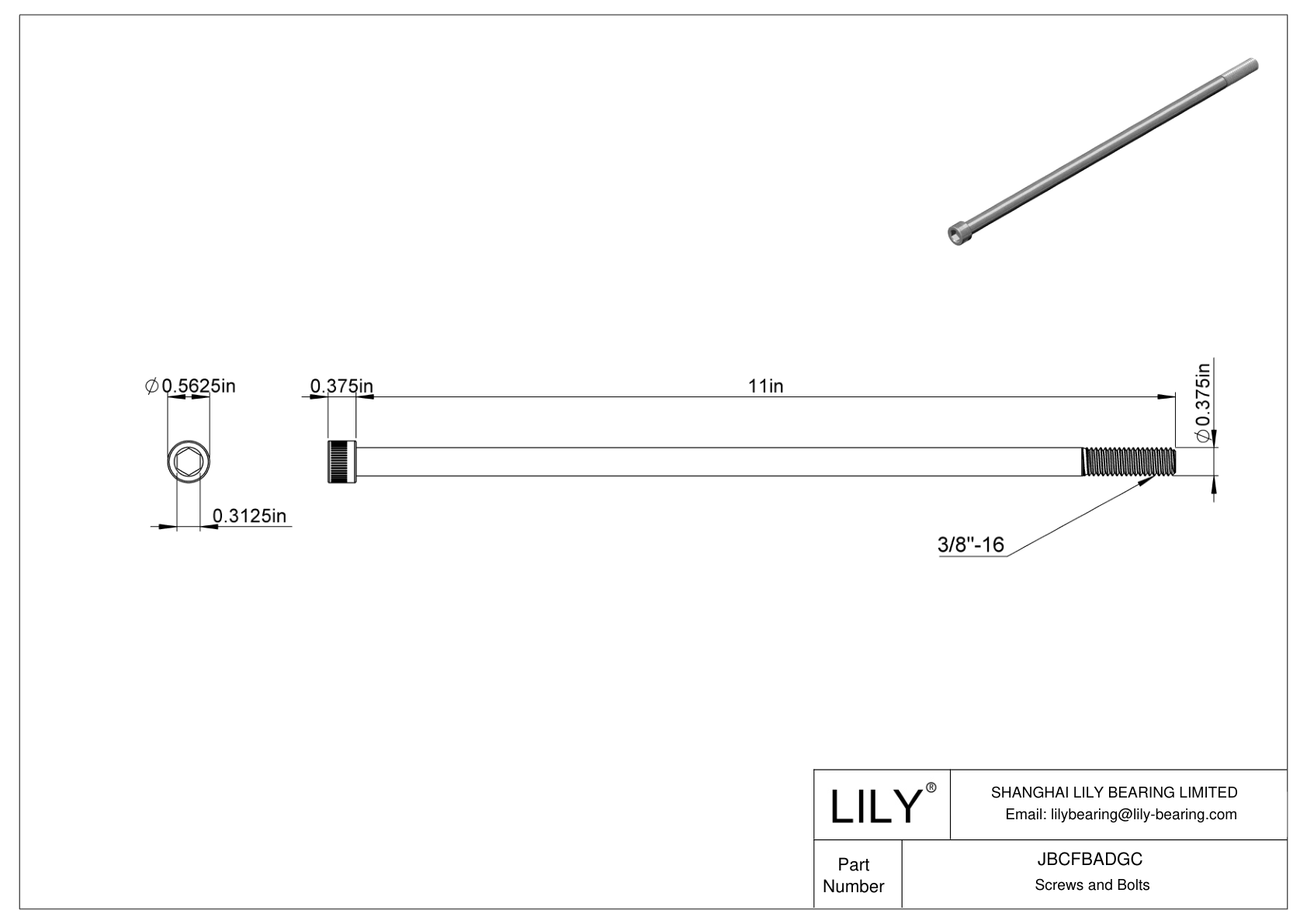 JBCFBADGC Tornillos de cabeza cilíndrica de acero aleado cad drawing