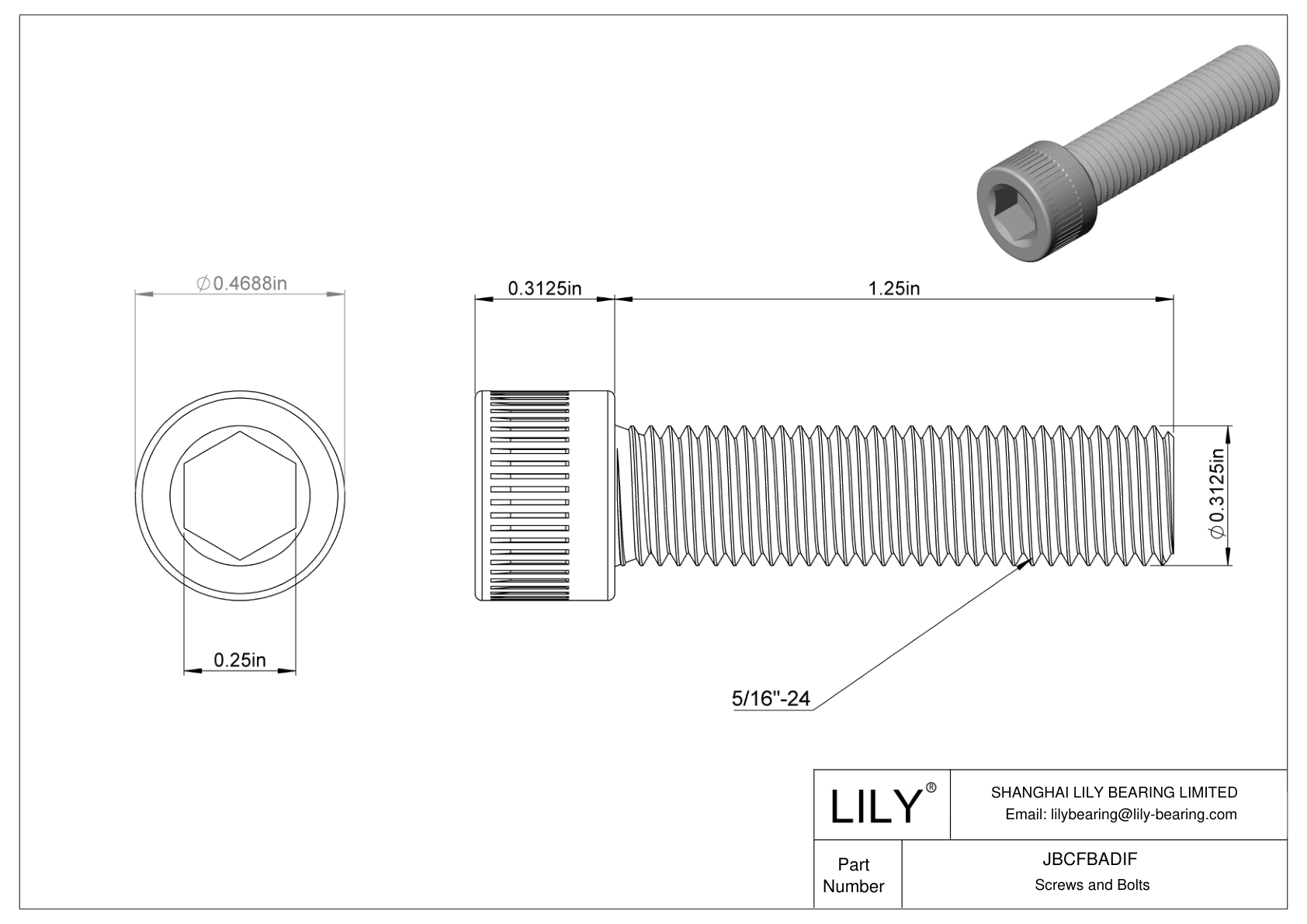 JBCFBADIF 合金钢内六角螺钉 cad drawing