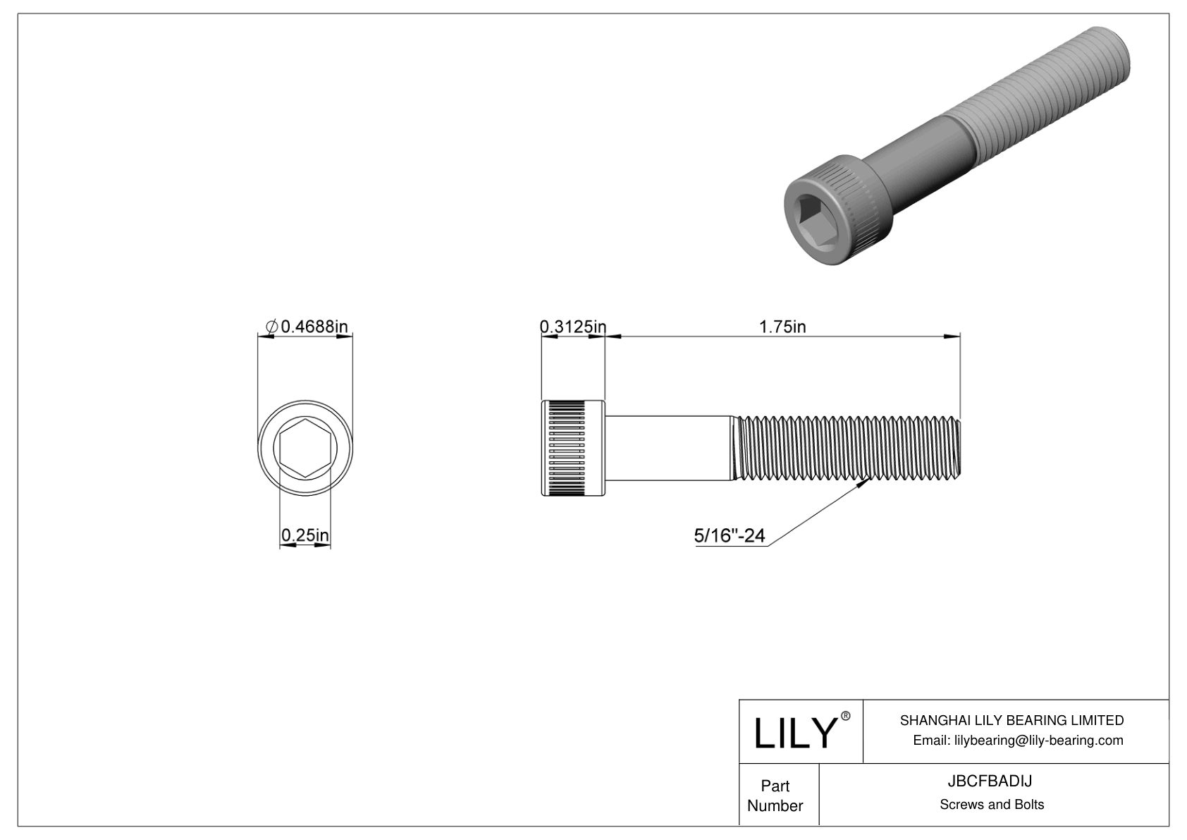 JBCFBADIJ Tornillos de cabeza cilíndrica de acero aleado cad drawing