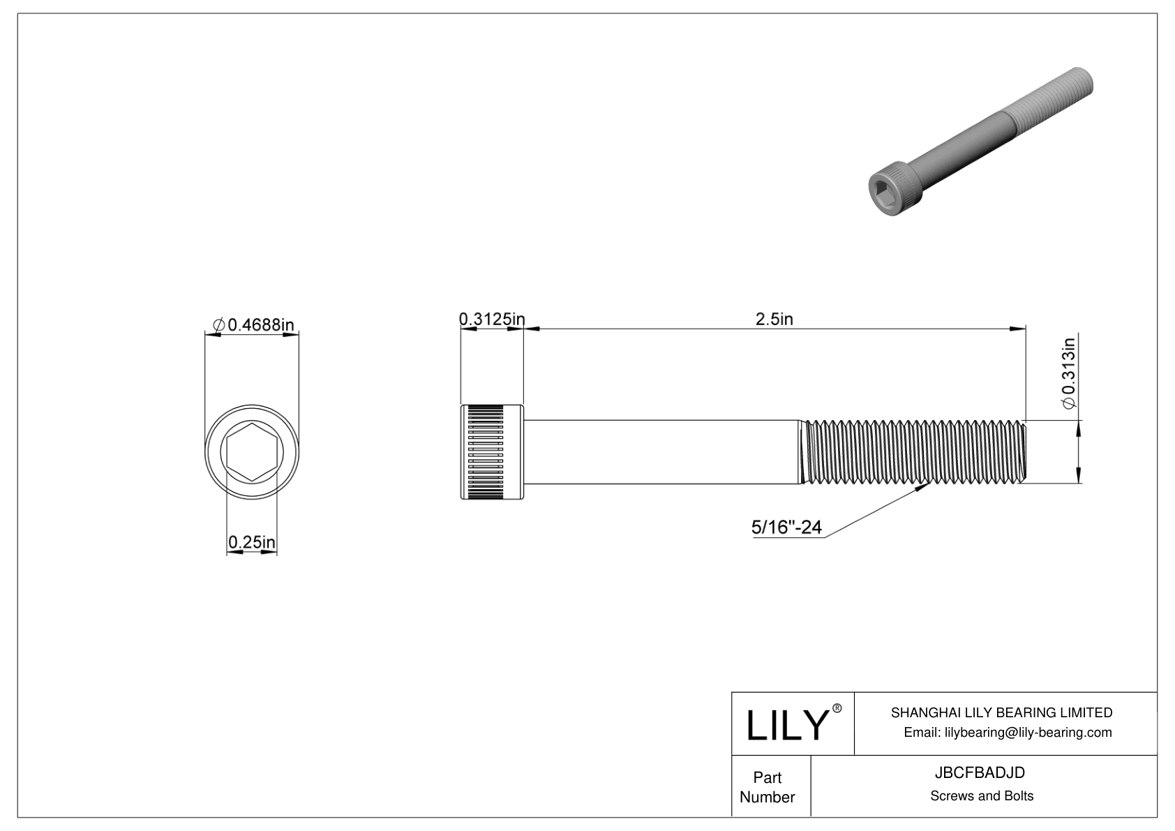 JBCFBADJD 合金钢内六角螺钉 cad drawing