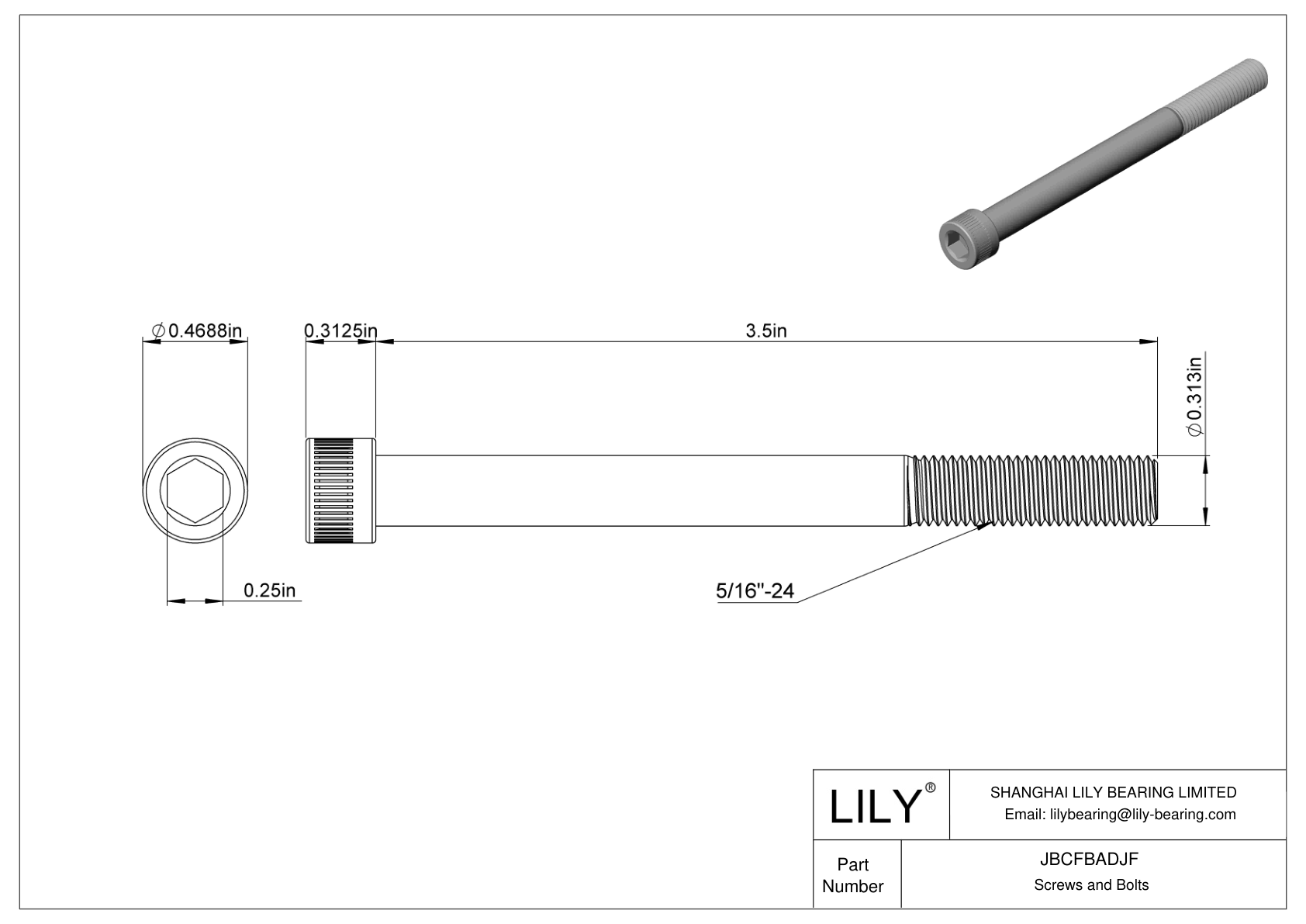 JBCFBADJF 合金钢内六角螺钉 cad drawing