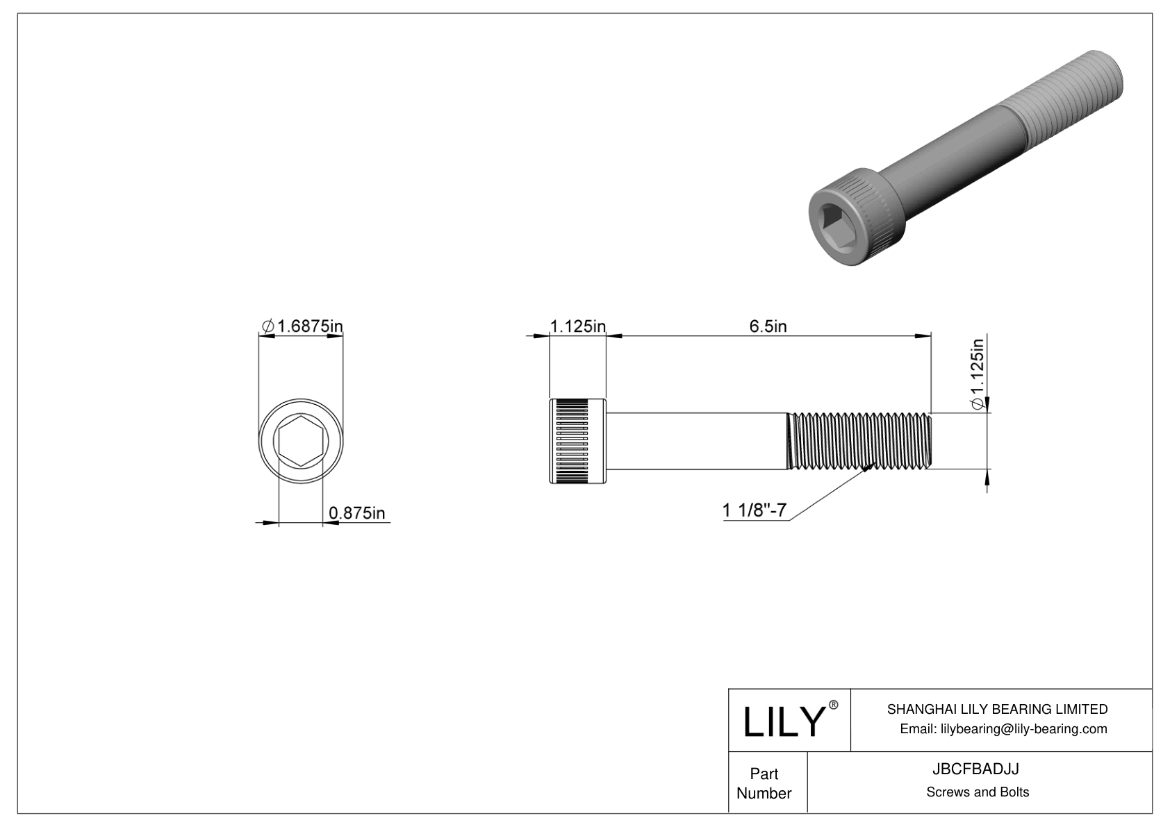 JBCFBADJJ Alloy Steel Socket Head Screws cad drawing