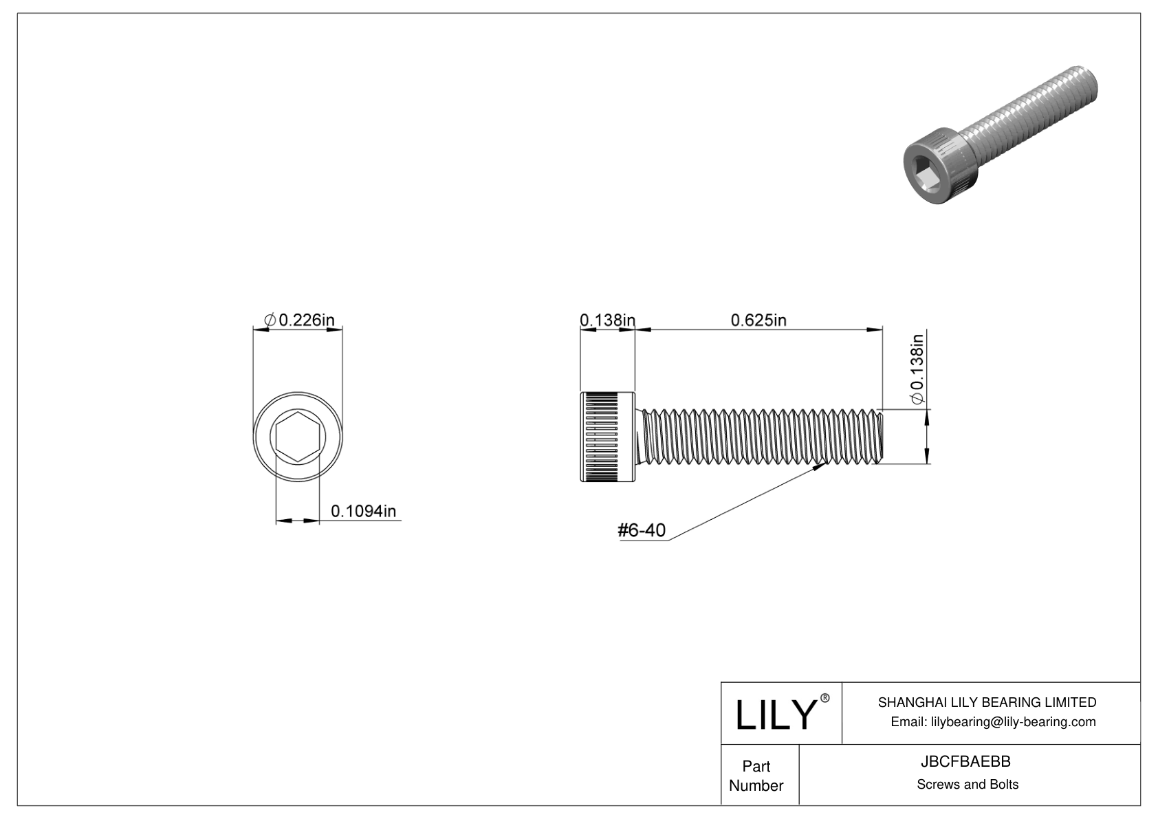 JBCFBAEBB Alloy Steel Socket Head Screws cad drawing