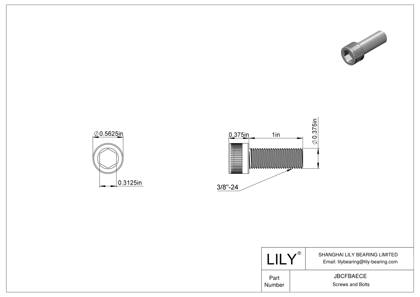 JBCFBAECE Alloy Steel Socket Head Screws cad drawing