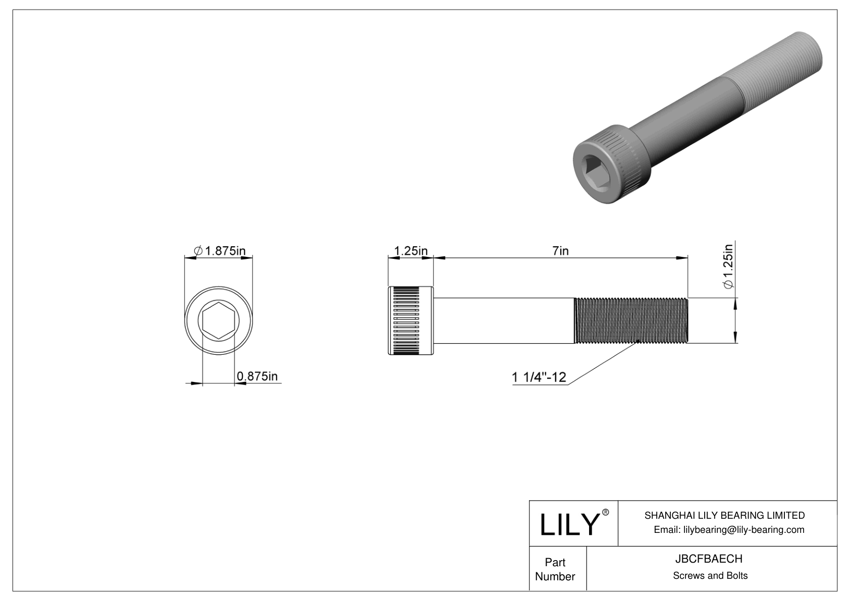 JBCFBAECH Alloy Steel Socket Head Screws cad drawing