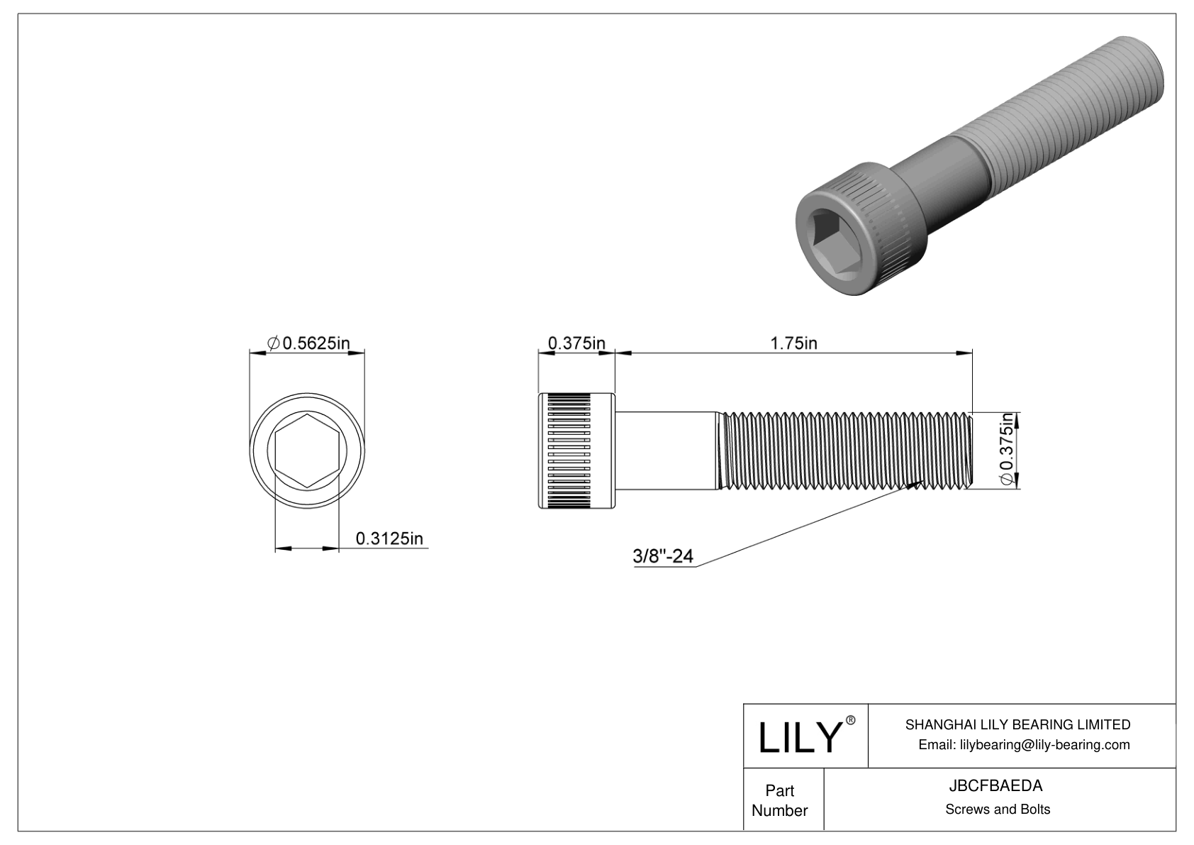 JBCFBAEDA Alloy Steel Socket Head Screws cad drawing