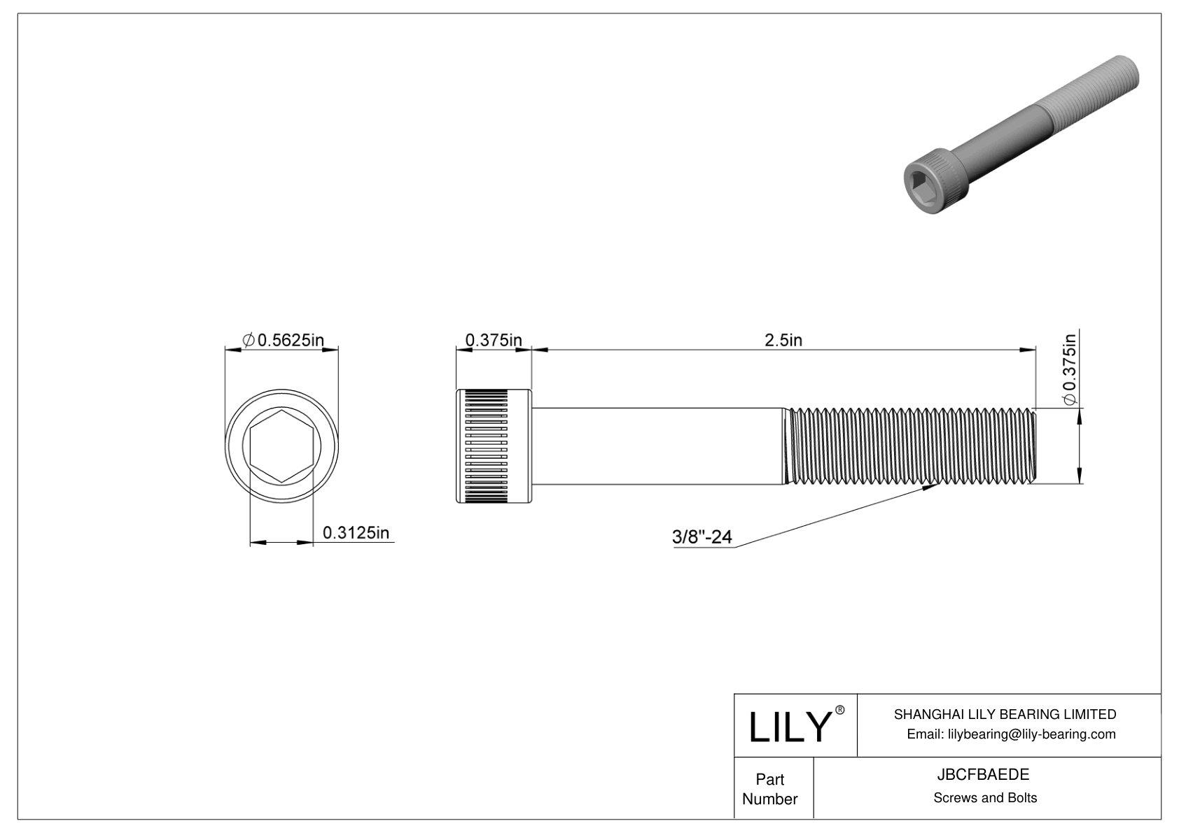 JBCFBAEDE Alloy Steel Socket Head Screws cad drawing