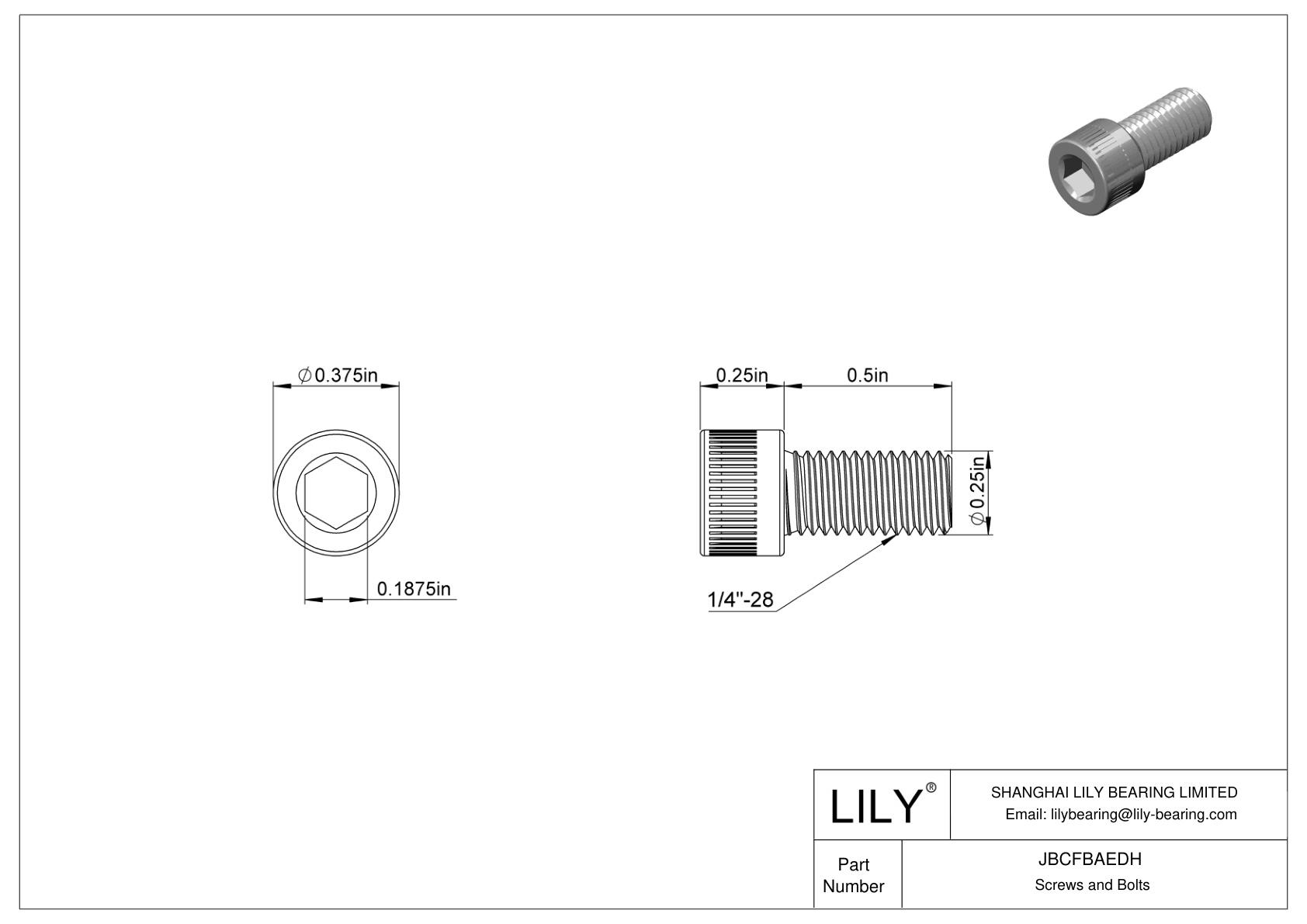 JBCFBAEDH Alloy Steel Socket Head Screws cad drawing