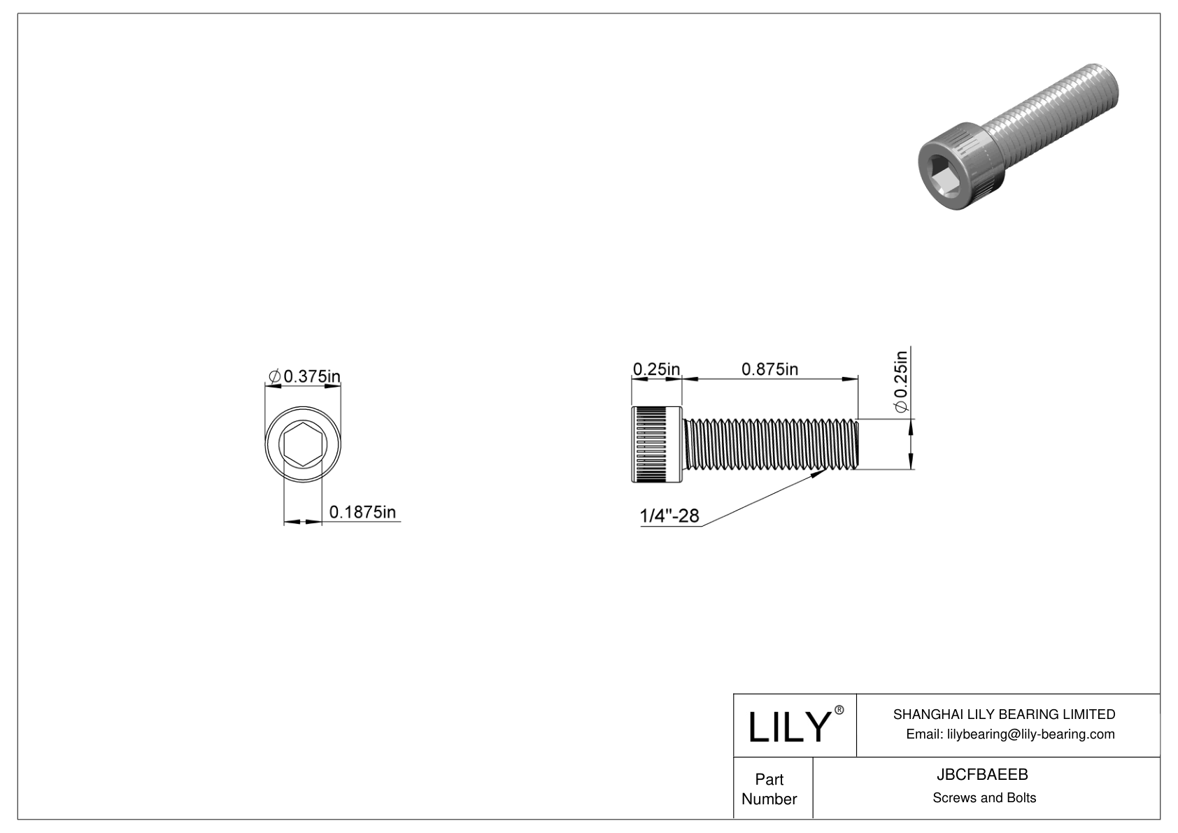 JBCFBAEEB Alloy Steel Socket Head Screws cad drawing