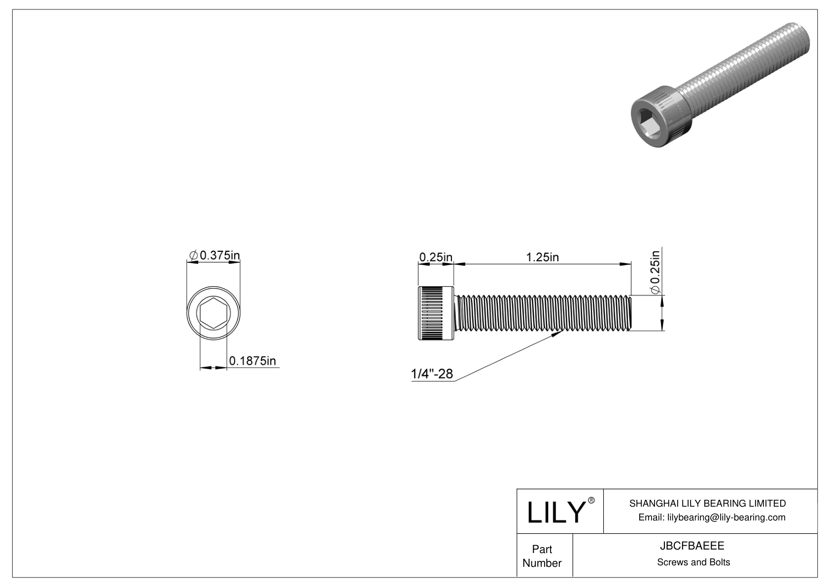 JBCFBAEEE Alloy Steel Socket Head Screws cad drawing