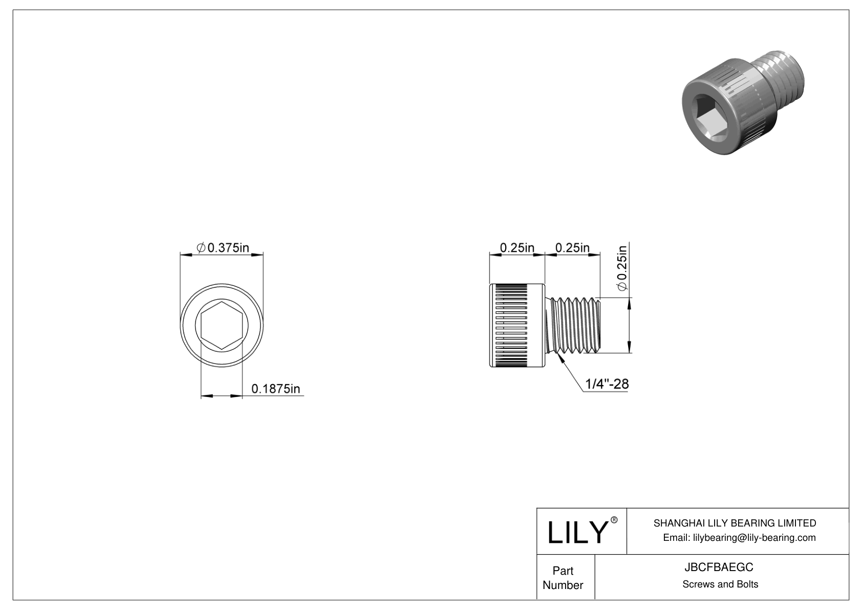 JBCFBAEGC Alloy Steel Socket Head Screws cad drawing