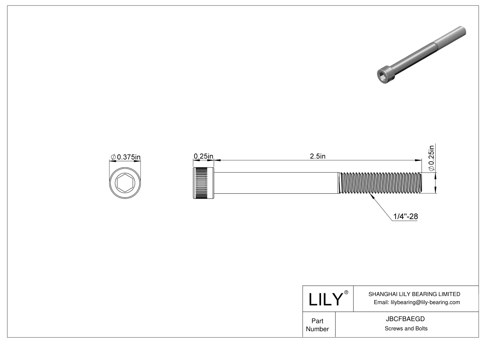 JBCFBAEGD Alloy Steel Socket Head Screws cad drawing