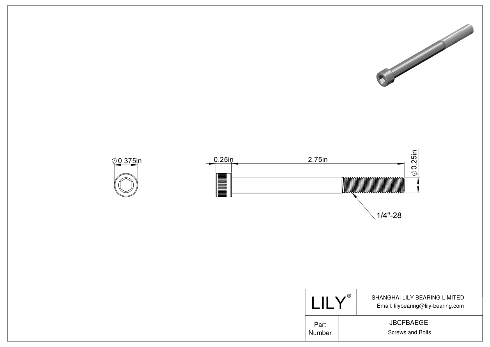 JBCFBAEGE Alloy Steel Socket Head Screws cad drawing