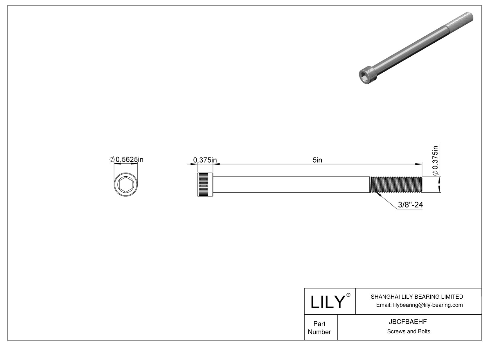 JBCFBAEHF Alloy Steel Socket Head Screws cad drawing