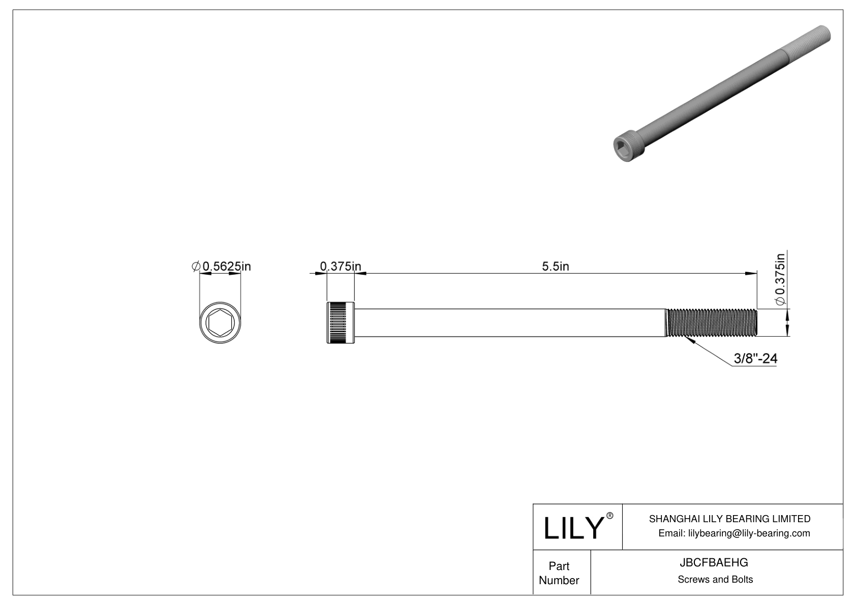 JBCFBAEHG Alloy Steel Socket Head Screws cad drawing