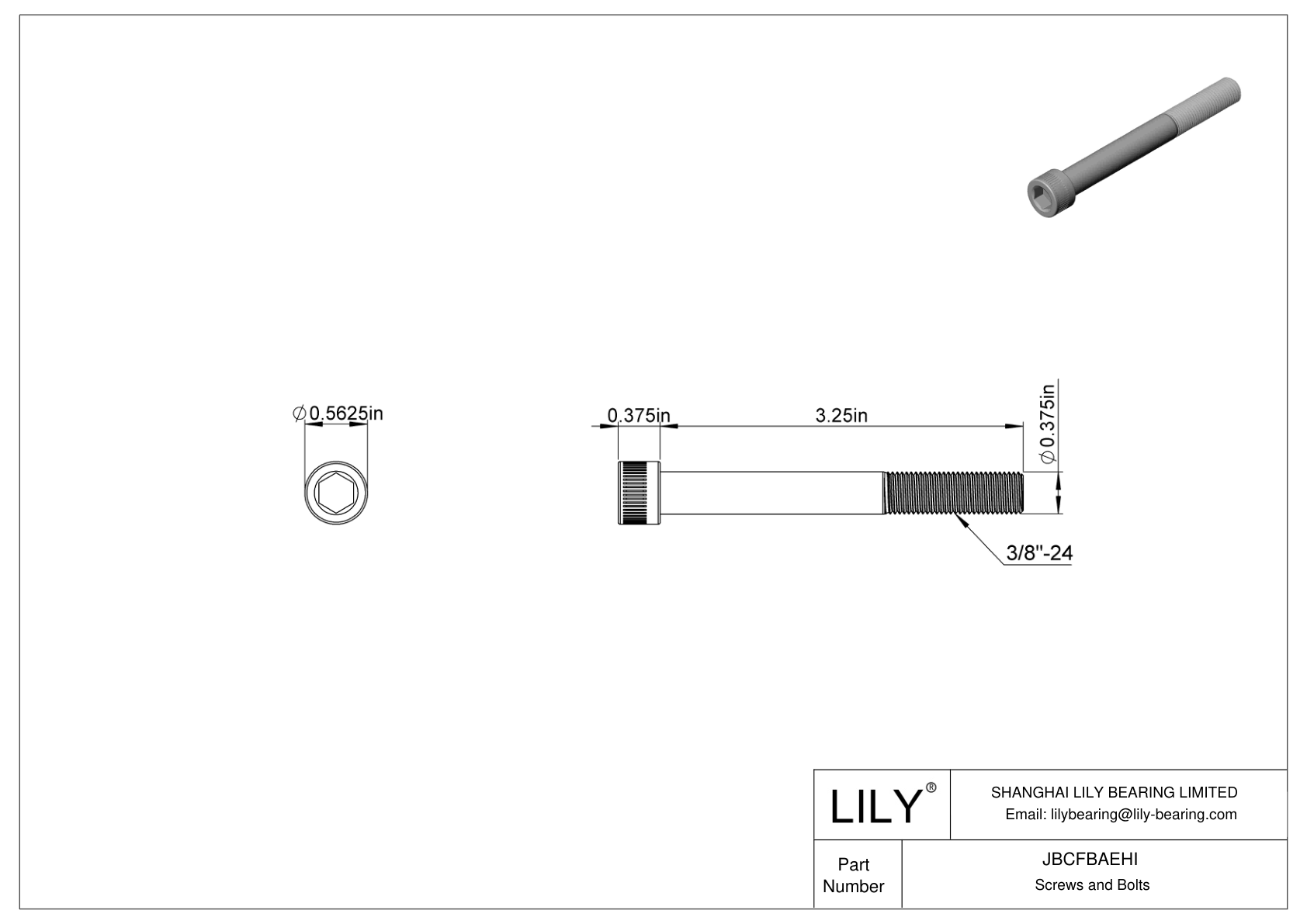 JBCFBAEHI Alloy Steel Socket Head Screws cad drawing