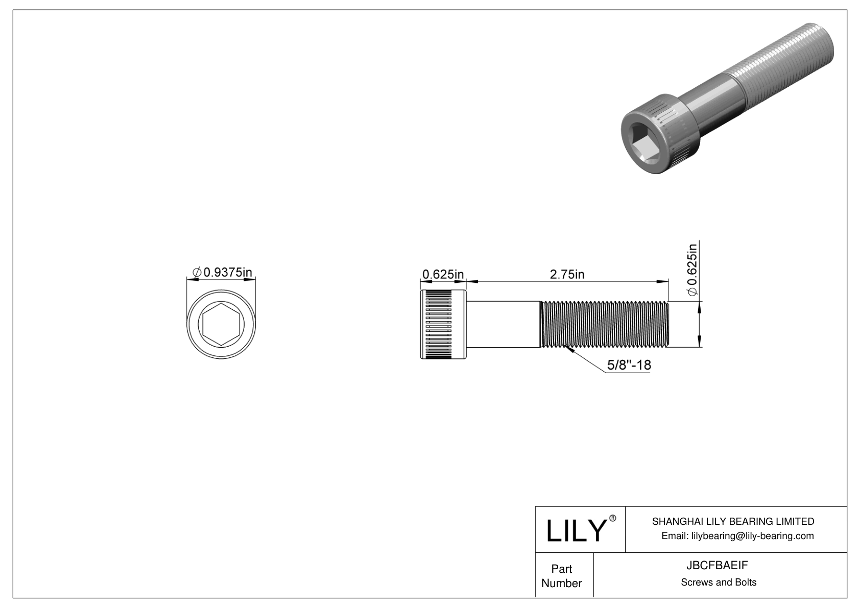 JBCFBAEIF Alloy Steel Socket Head Screws cad drawing