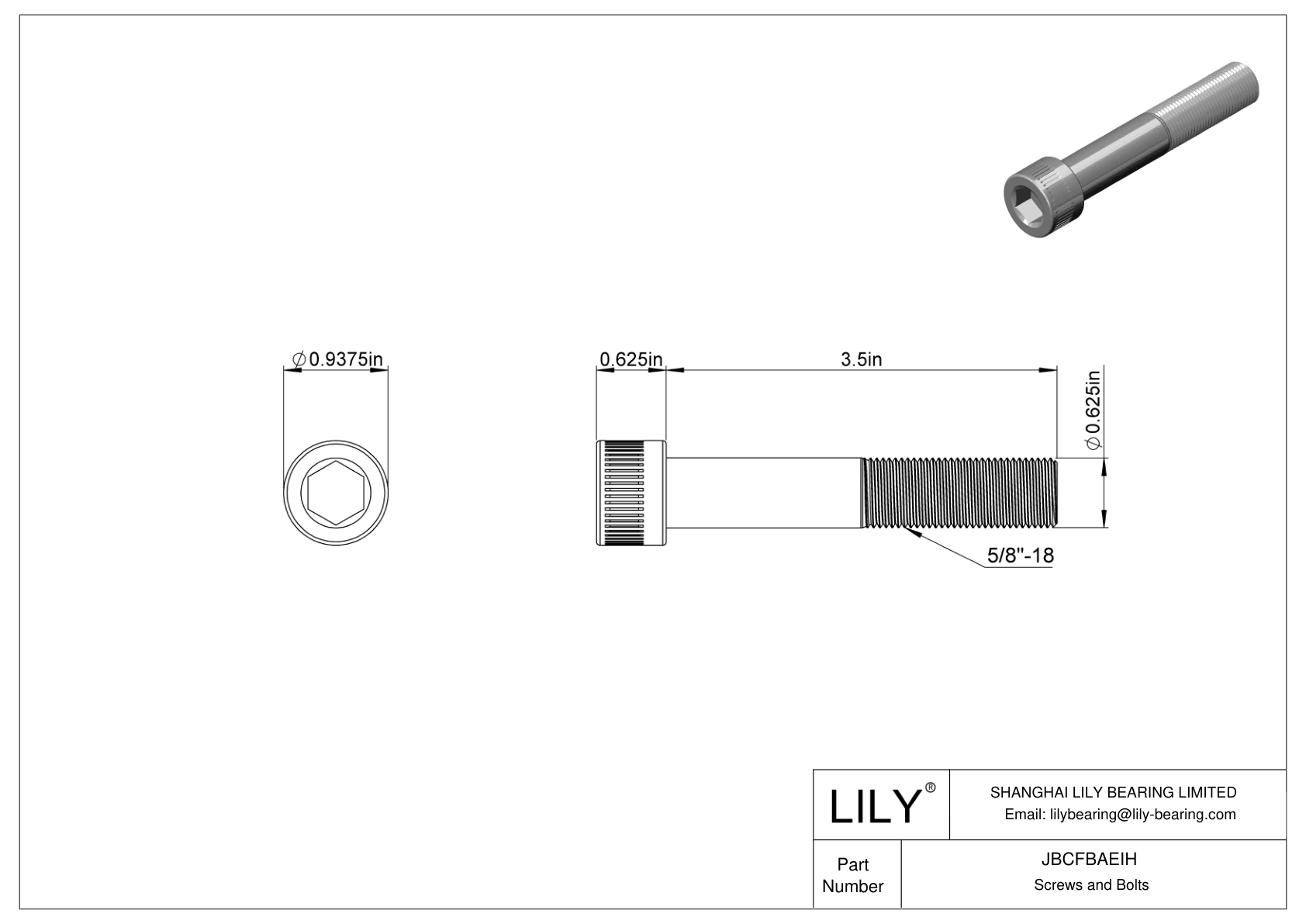 JBCFBAEIH Alloy Steel Socket Head Screws cad drawing