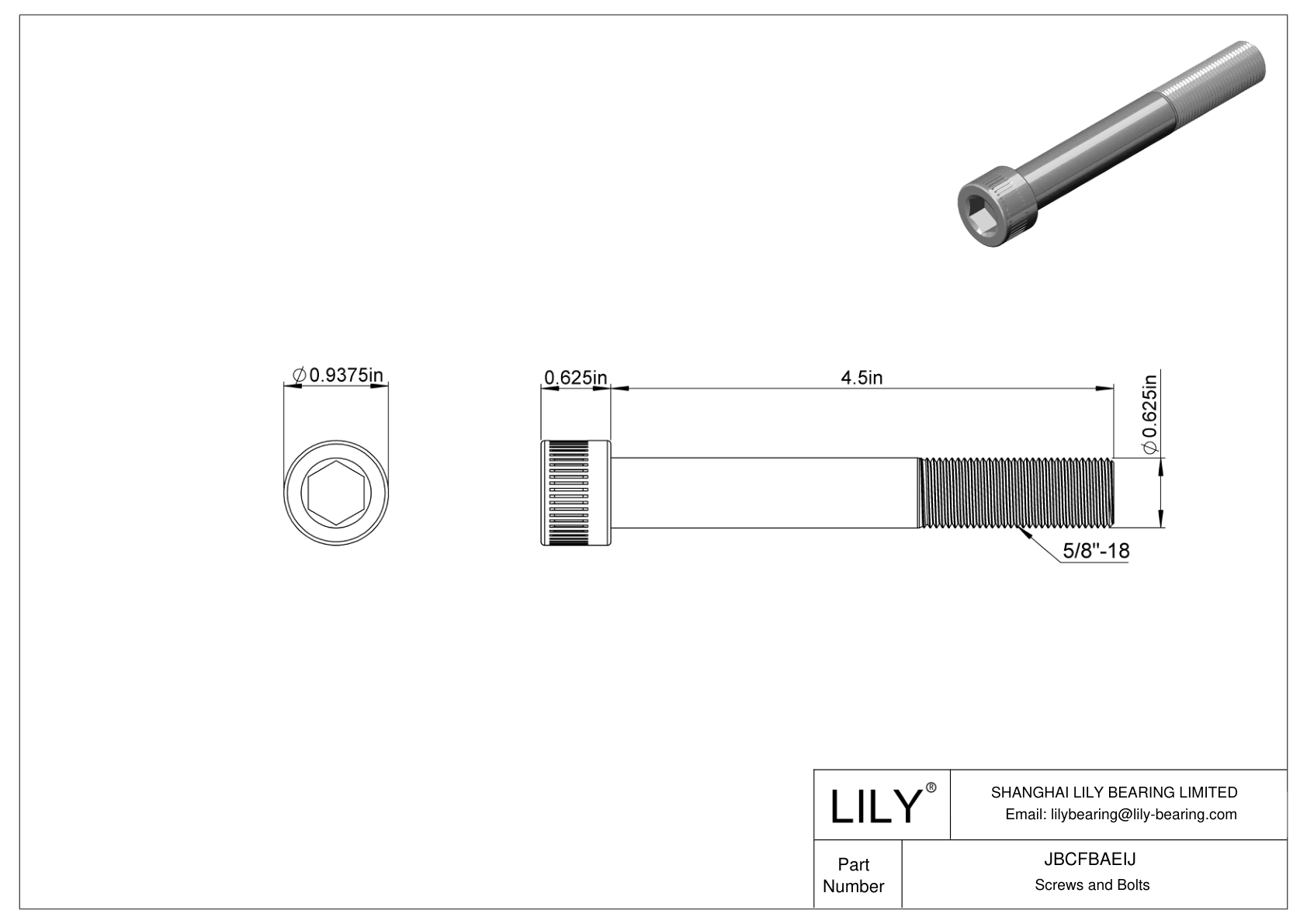 JBCFBAEIJ Alloy Steel Socket Head Screws cad drawing