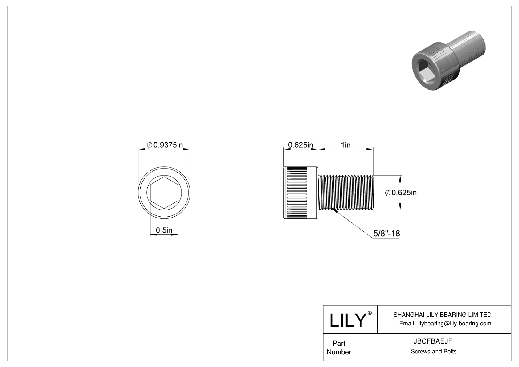 JBCFBAEJF Alloy Steel Socket Head Screws cad drawing