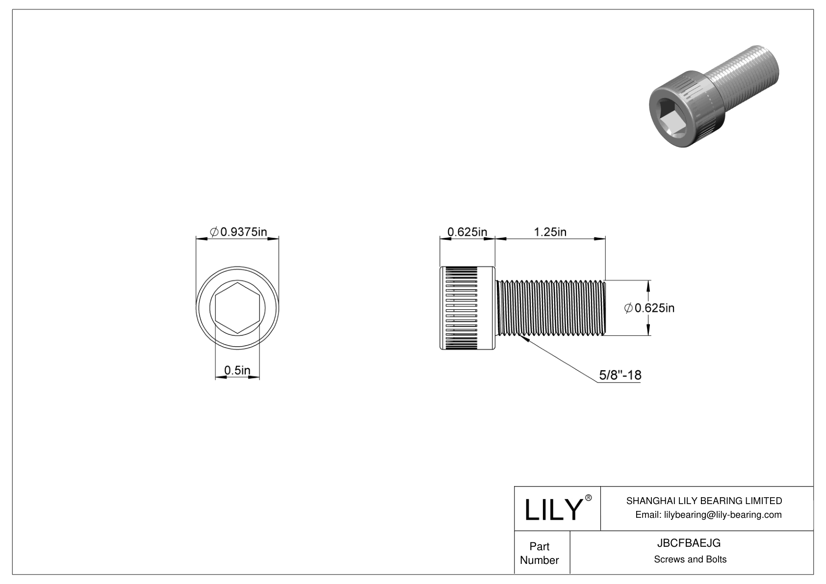 JBCFBAEJG Alloy Steel Socket Head Screws cad drawing