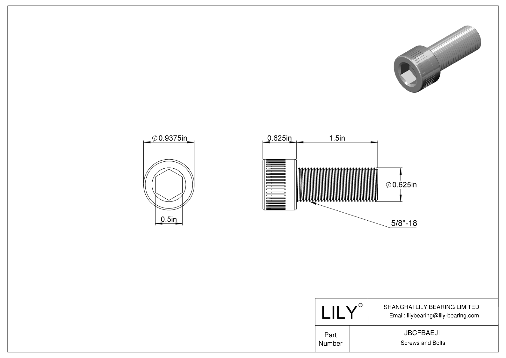 JBCFBAEJI Alloy Steel Socket Head Screws cad drawing