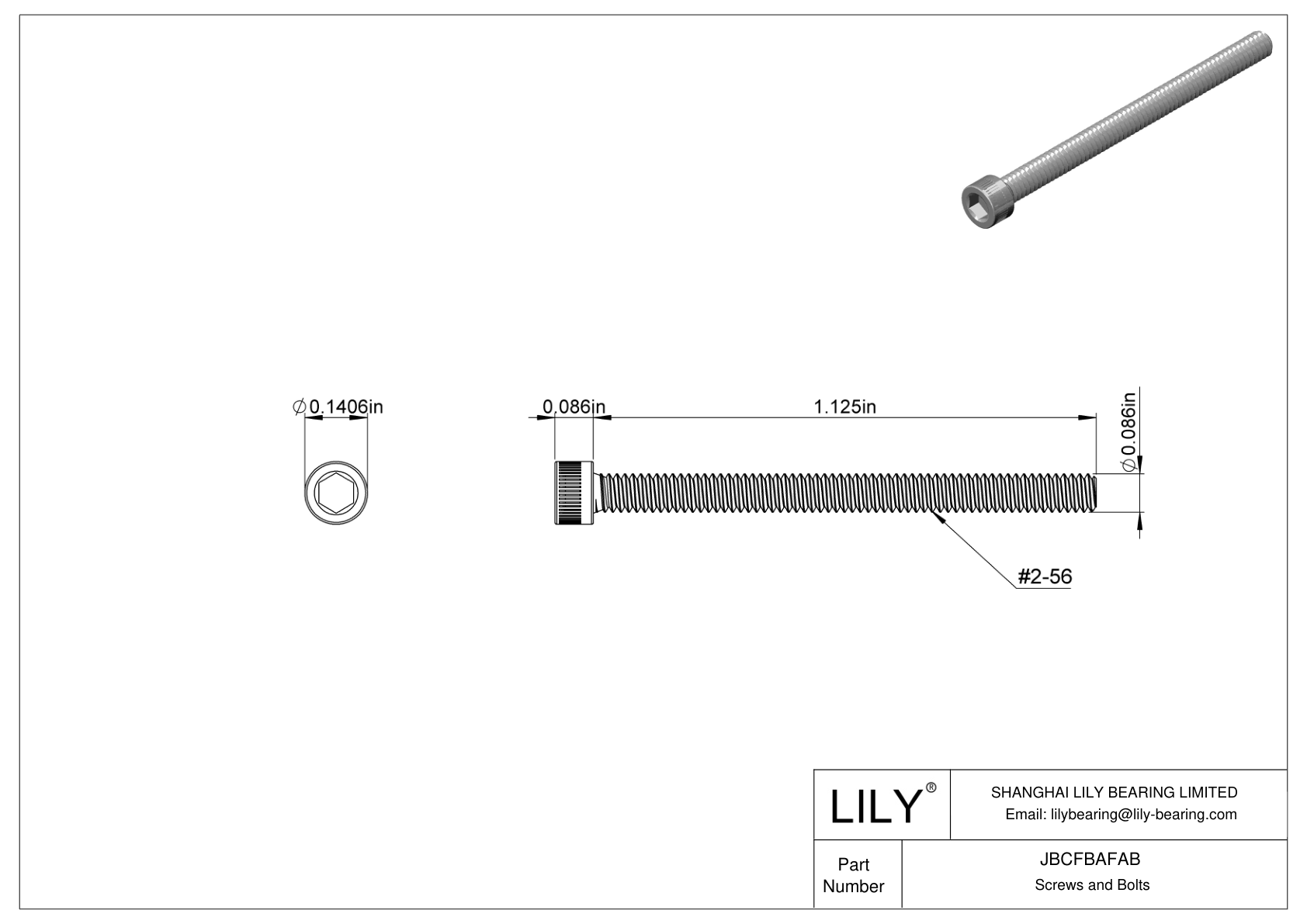 JBCFBAFAB Alloy Steel Socket Head Screws cad drawing