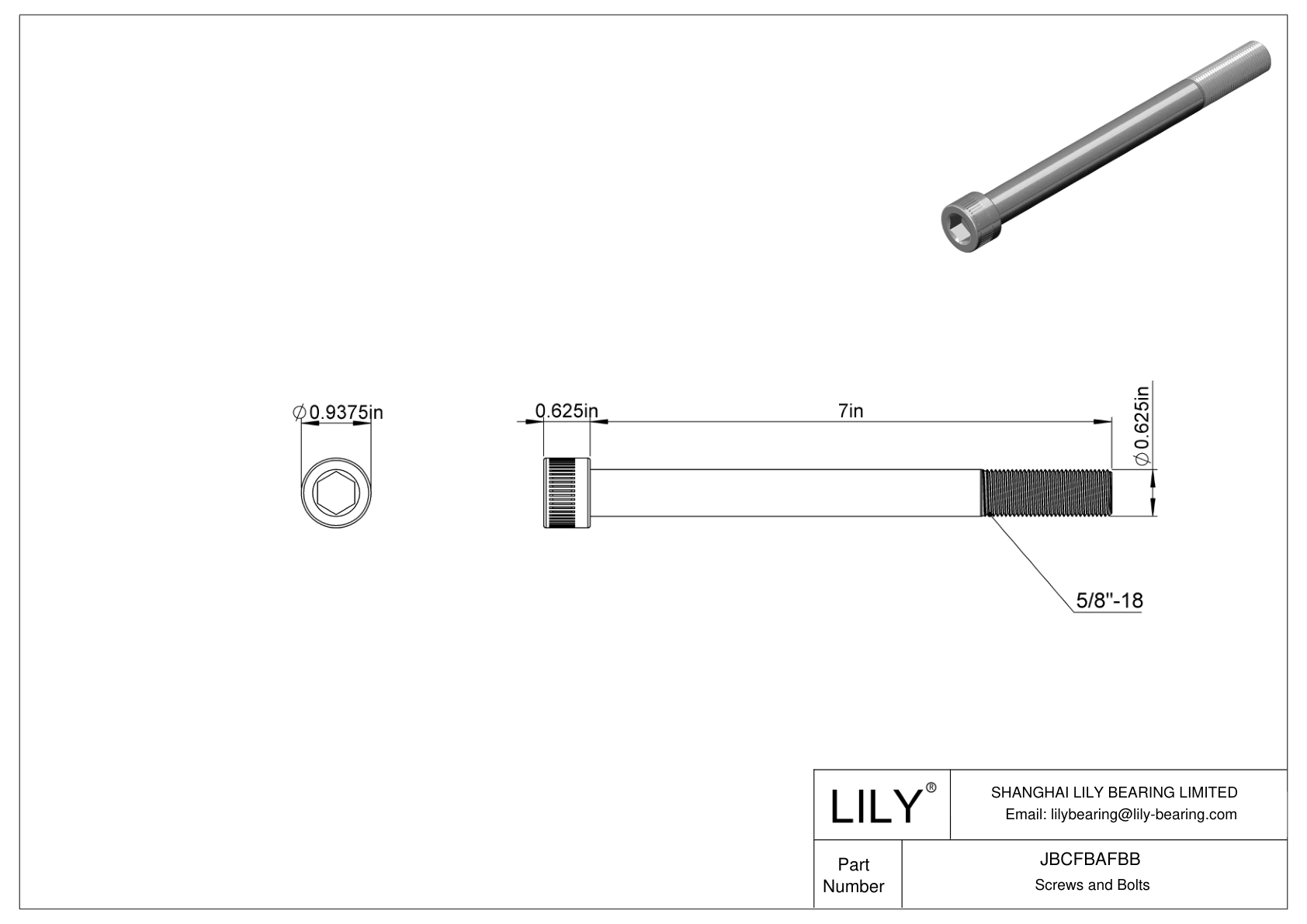 JBCFBAFBB Alloy Steel Socket Head Screws cad drawing