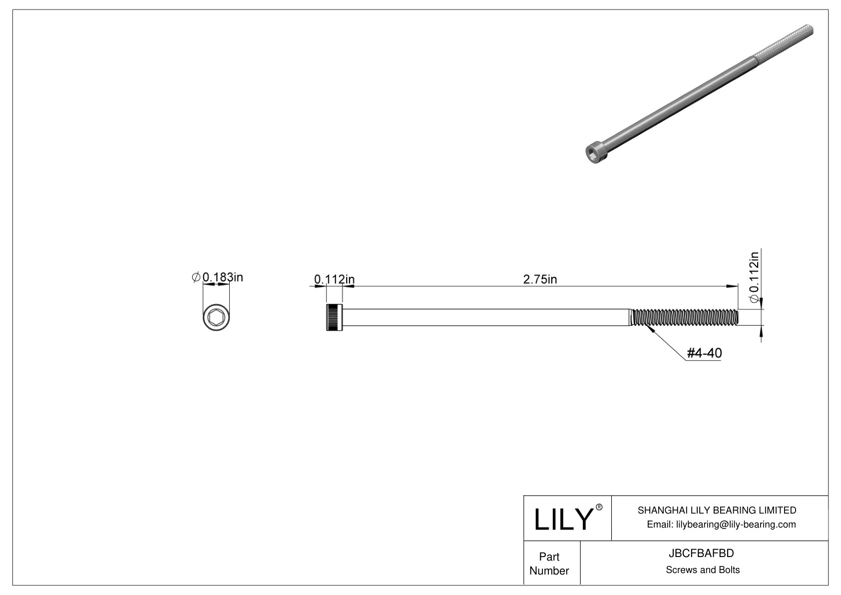 JBCFBAFBD Tornillos de cabeza cilíndrica de acero aleado cad drawing