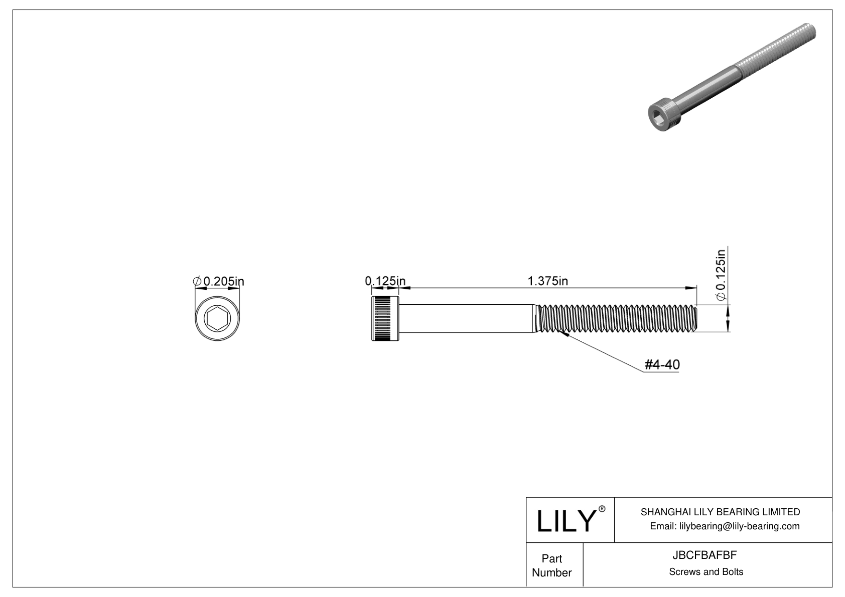 JBCFBAFBF Alloy Steel Socket Head Screws cad drawing