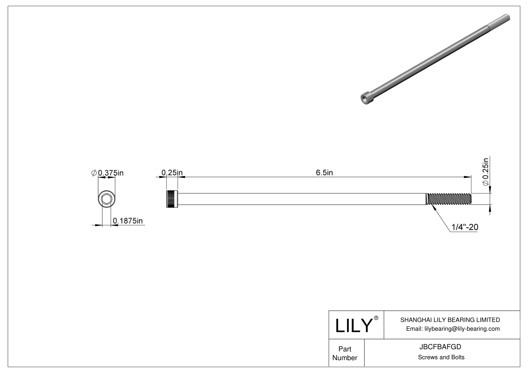 JBCFBAFGD Alloy Steel Socket Head Screws cad drawing