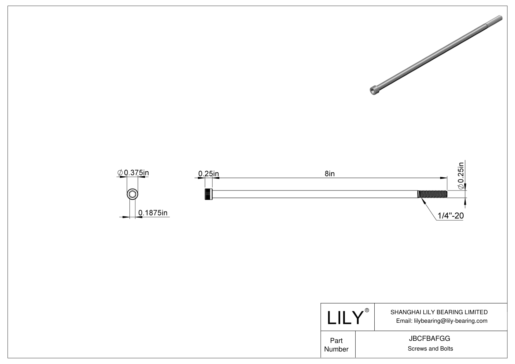 JBCFBAFGG Alloy Steel Socket Head Screws cad drawing