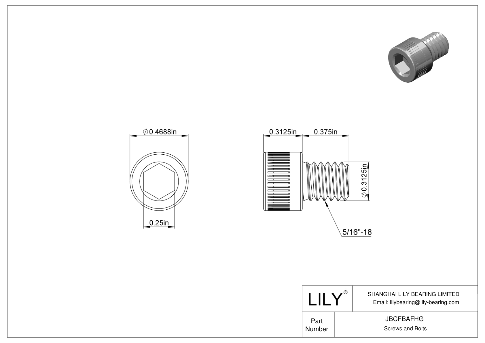 JBCFBAFHG Alloy Steel Socket Head Screws cad drawing