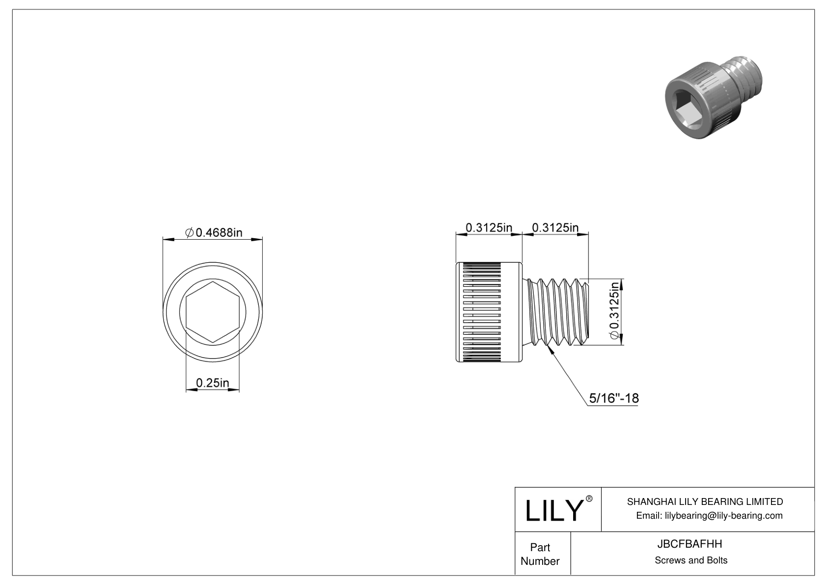 JBCFBAFHH Alloy Steel Socket Head Screws cad drawing