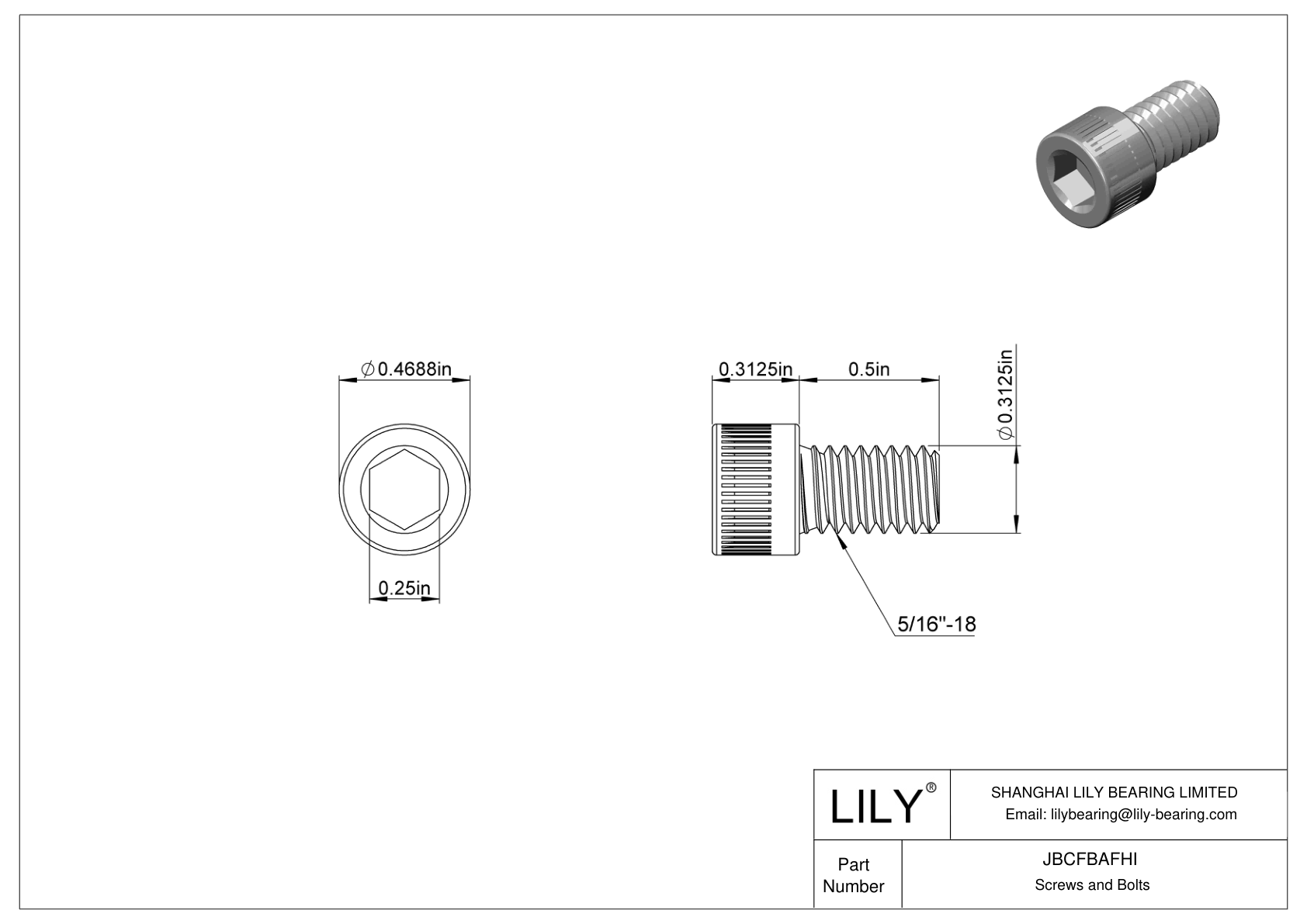 JBCFBAFHI Alloy Steel Socket Head Screws cad drawing