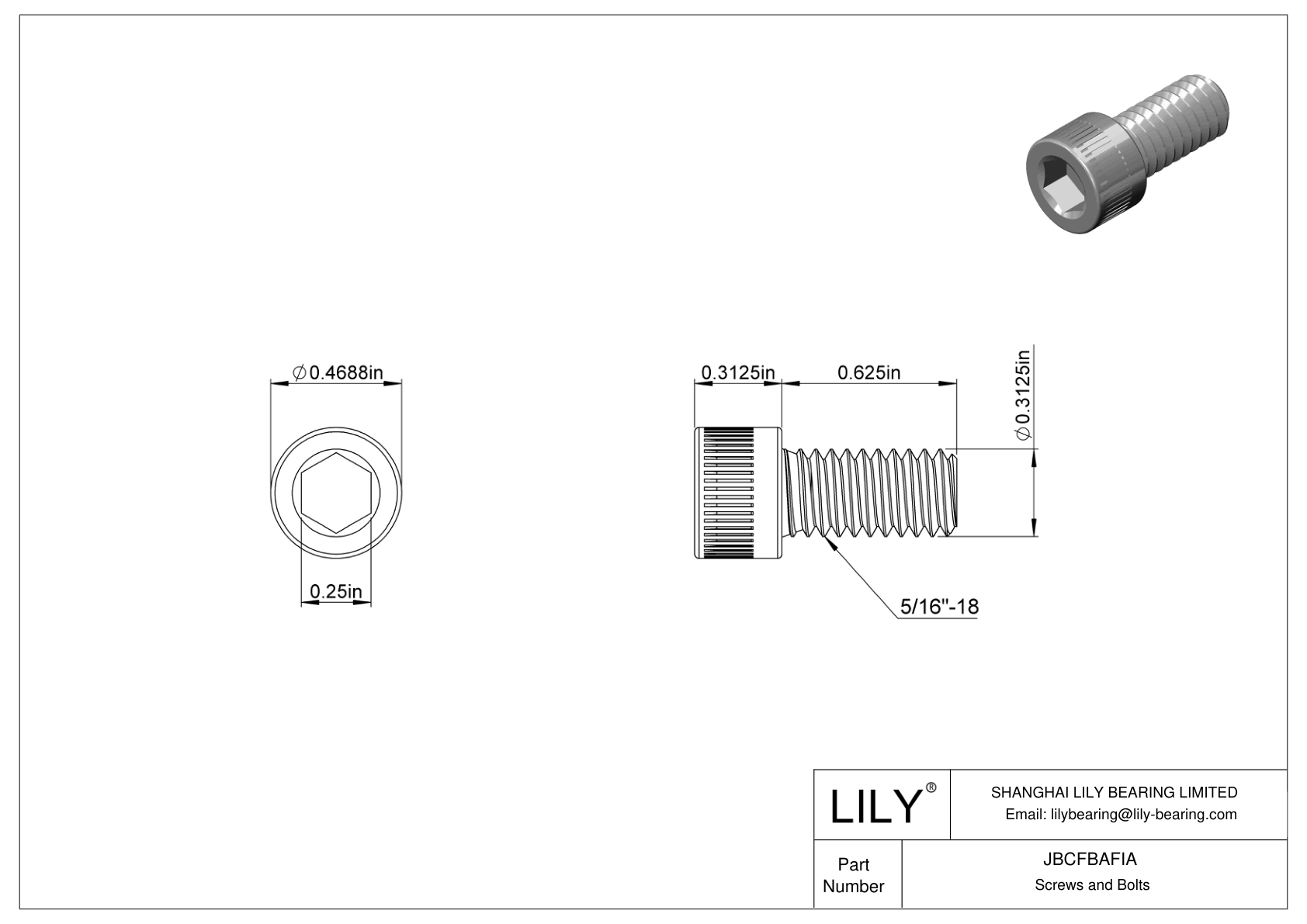 JBCFBAFIA Alloy Steel Socket Head Screws cad drawing