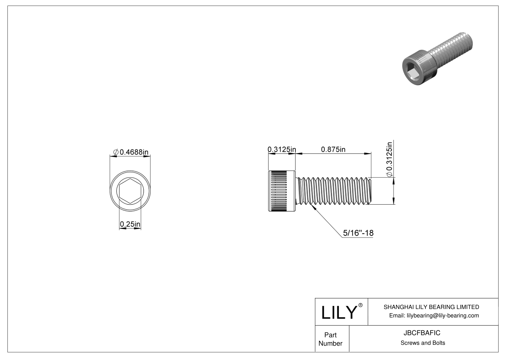 JBCFBAFIC Alloy Steel Socket Head Screws cad drawing