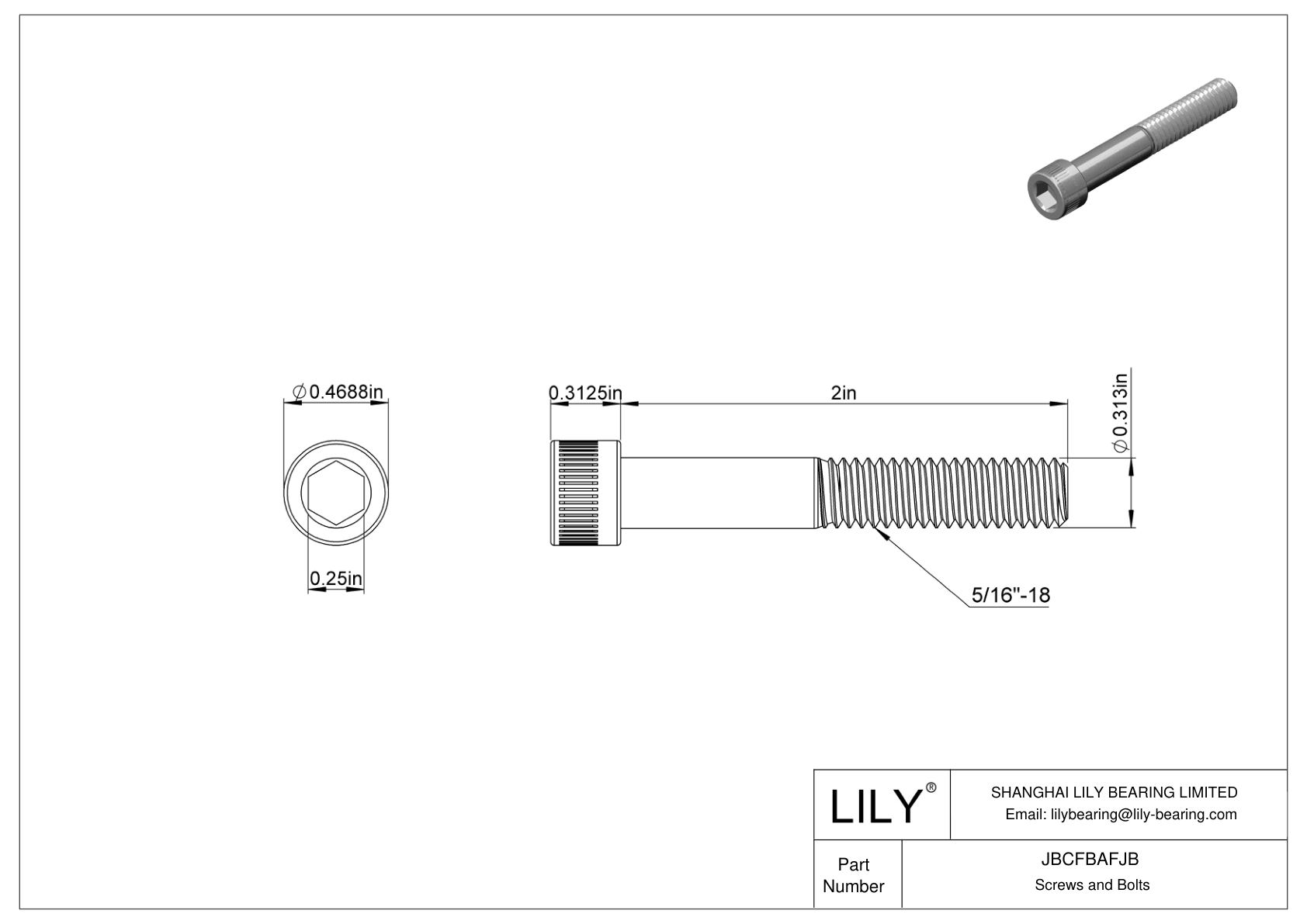 JBCFBAFJB Alloy Steel Socket Head Screws cad drawing