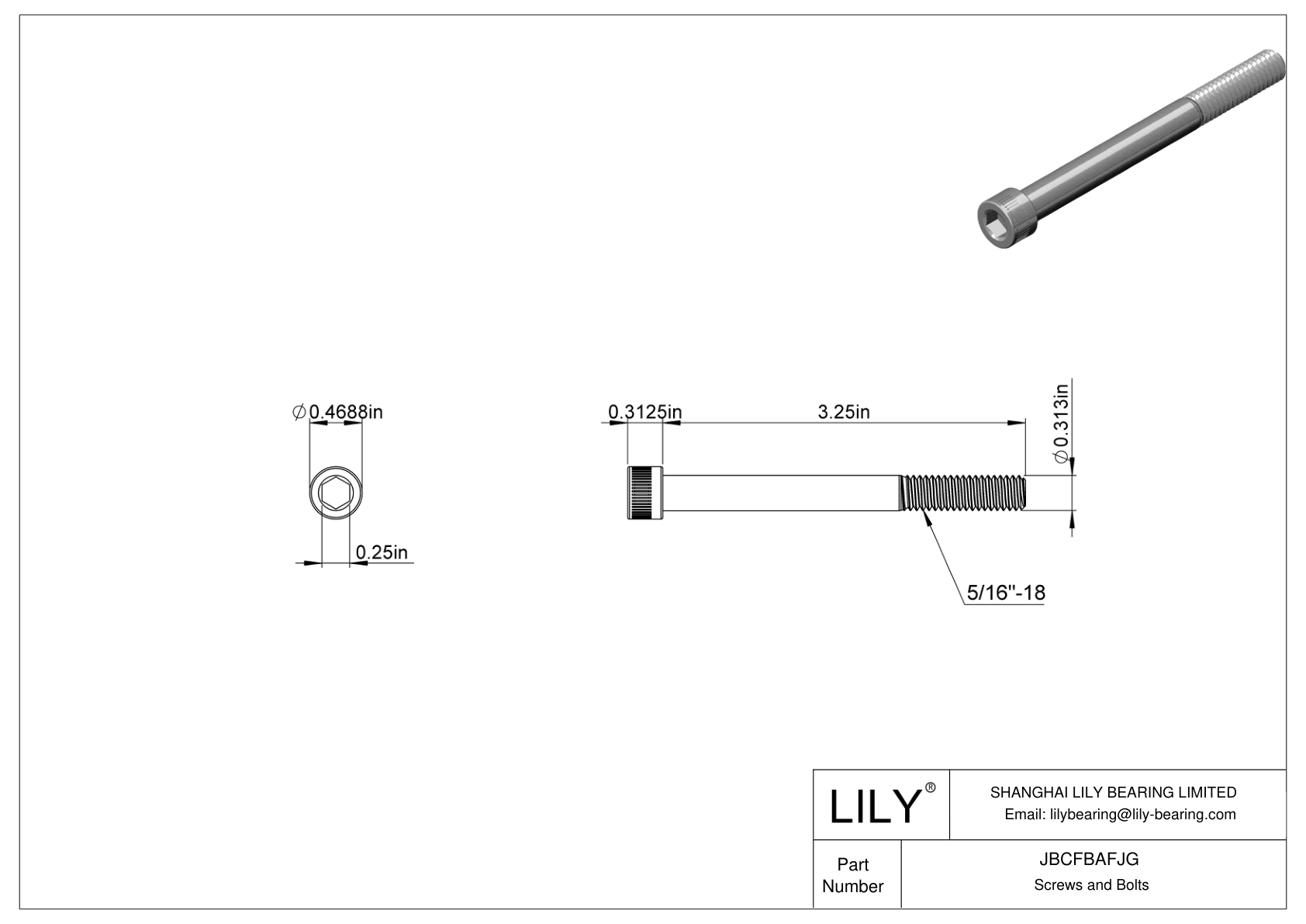 JBCFBAFJG Alloy Steel Socket Head Screws cad drawing