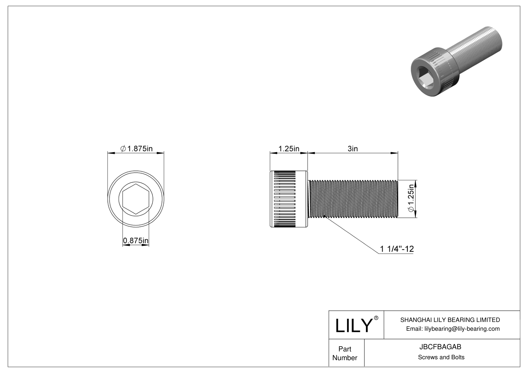 JBCFBAGAB Tornillos de cabeza cilíndrica de acero aleado cad drawing