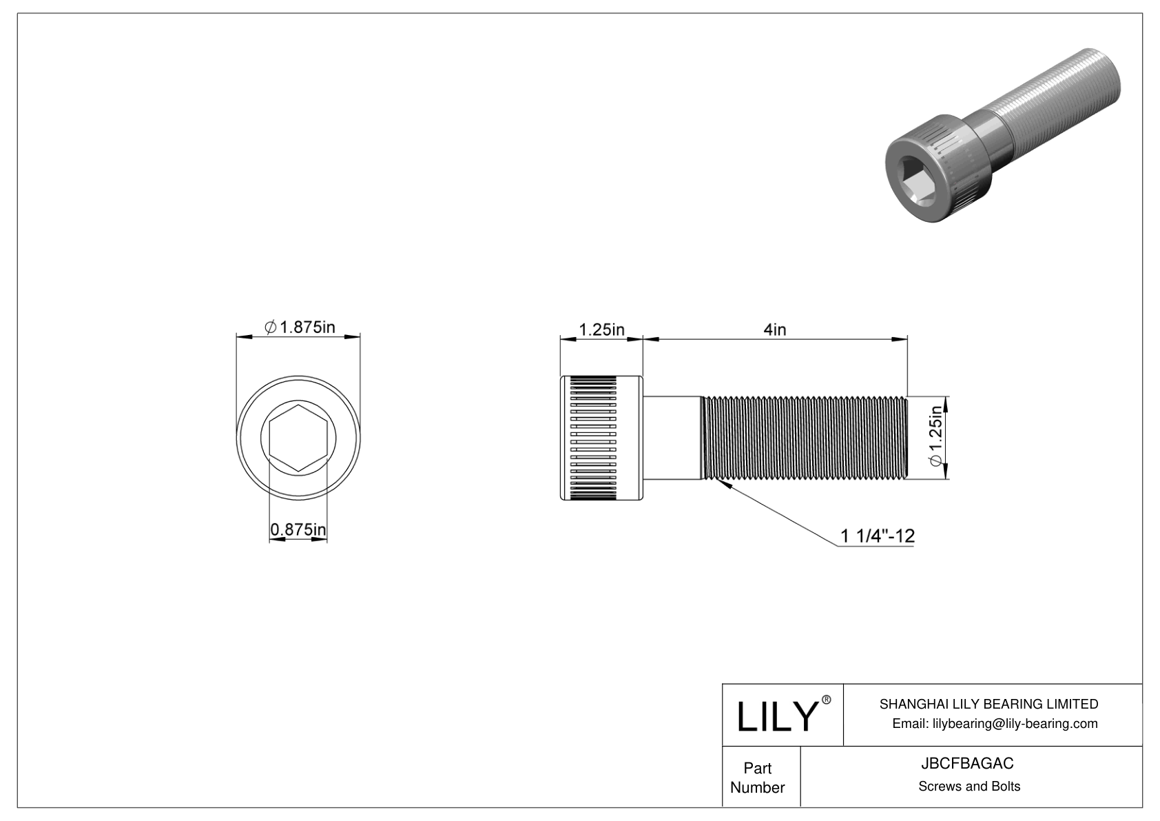 JBCFBAGAC Tornillos de cabeza cilíndrica de acero aleado cad drawing