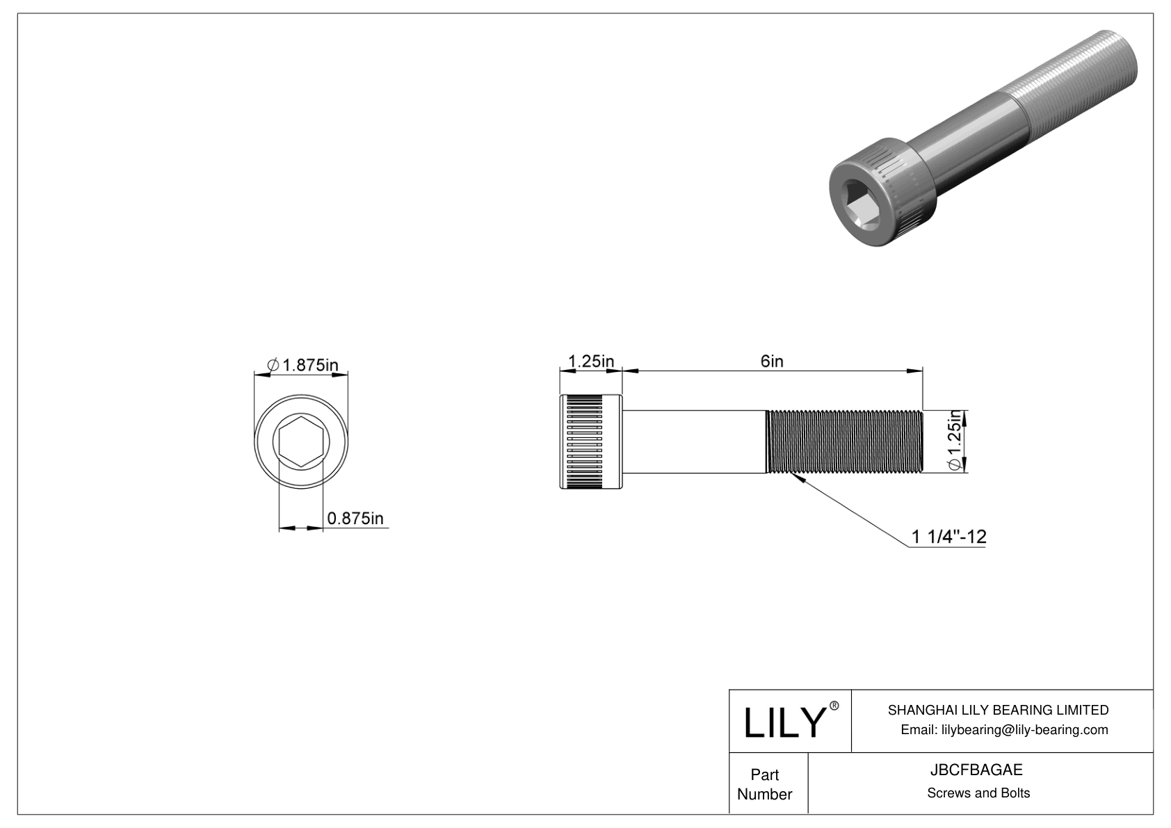 JBCFBAGAE Alloy Steel Socket Head Screws cad drawing