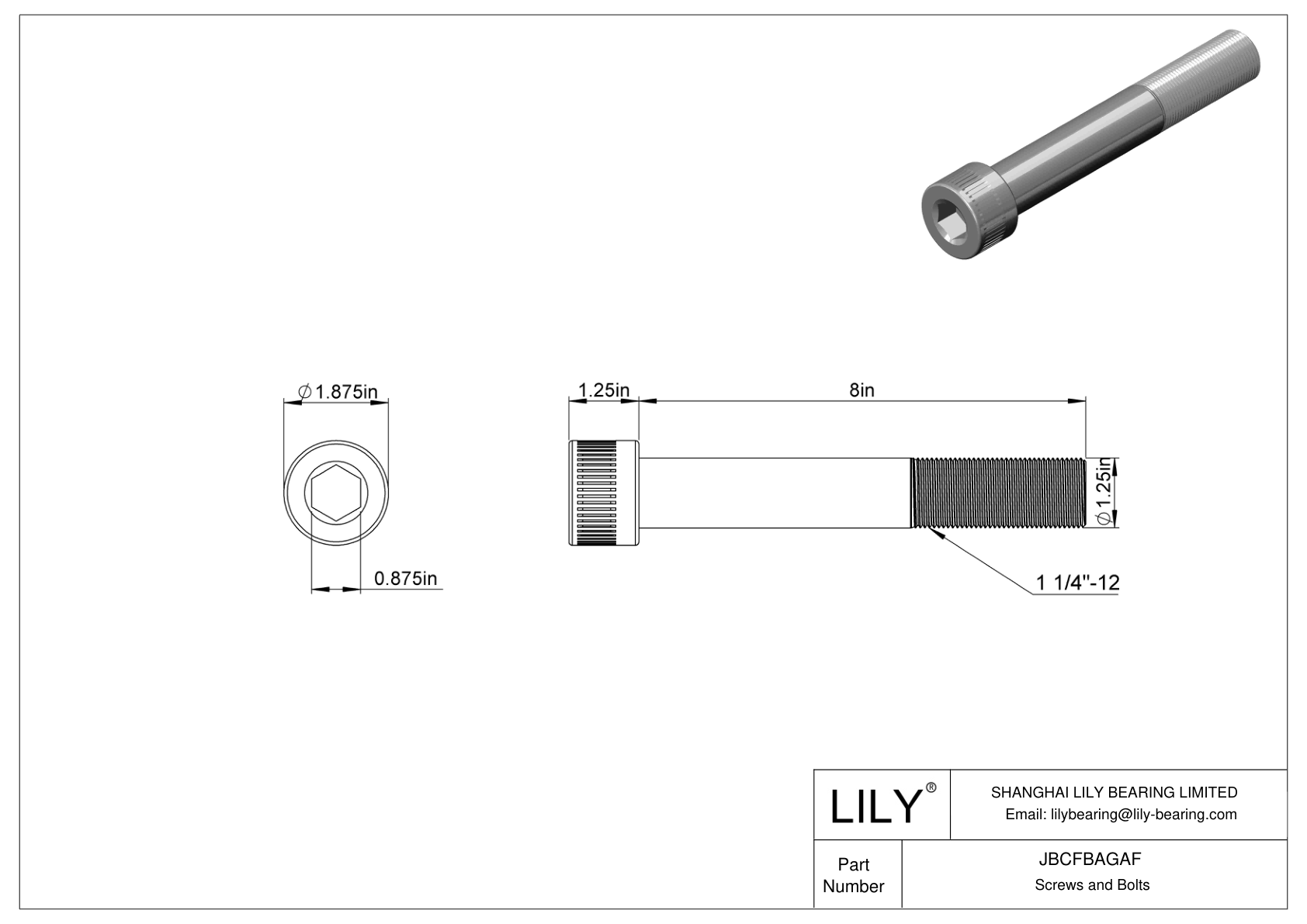 JBCFBAGAF Tornillos de cabeza cilíndrica de acero aleado cad drawing