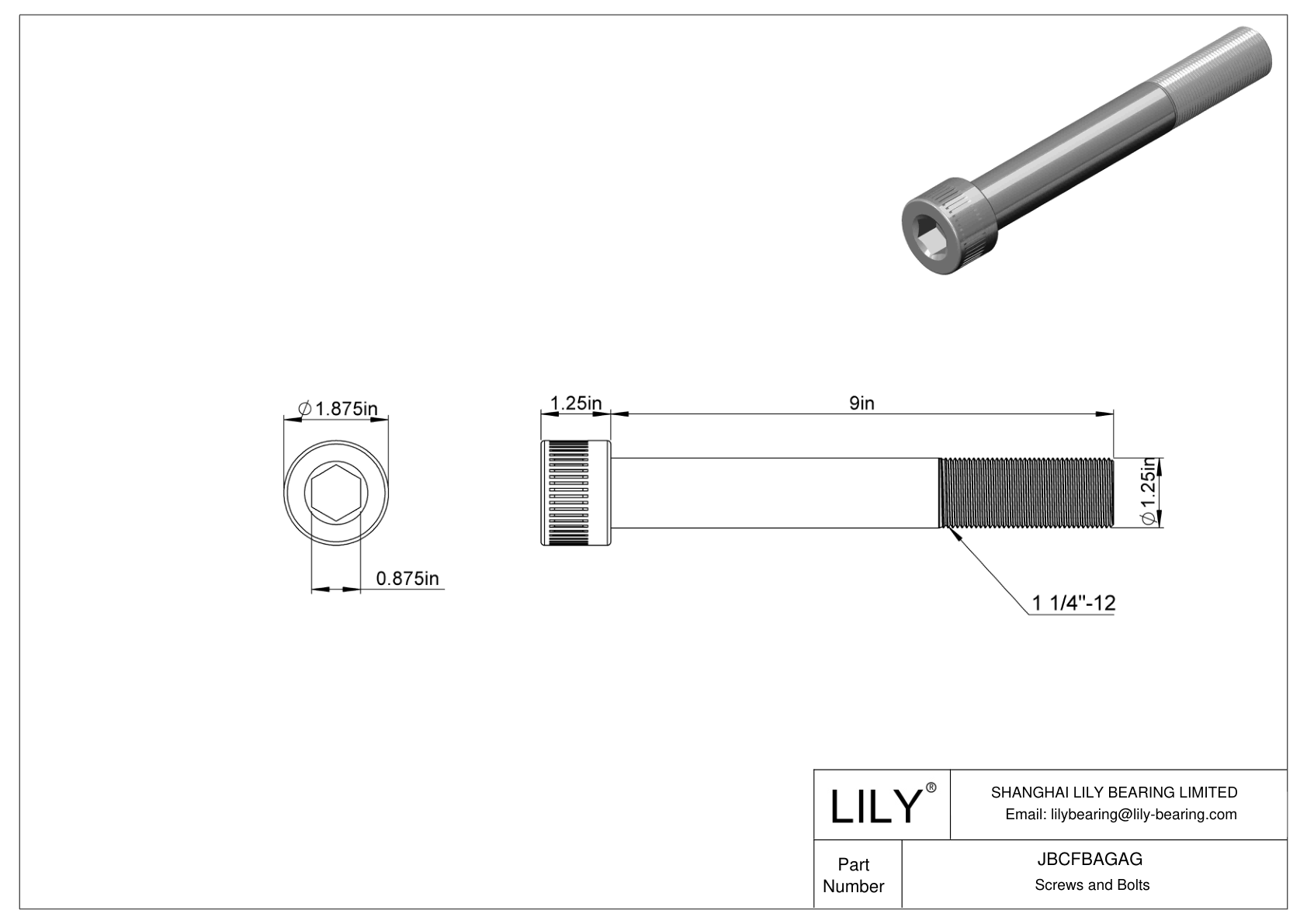 JBCFBAGAG Tornillos de cabeza cilíndrica de acero aleado cad drawing