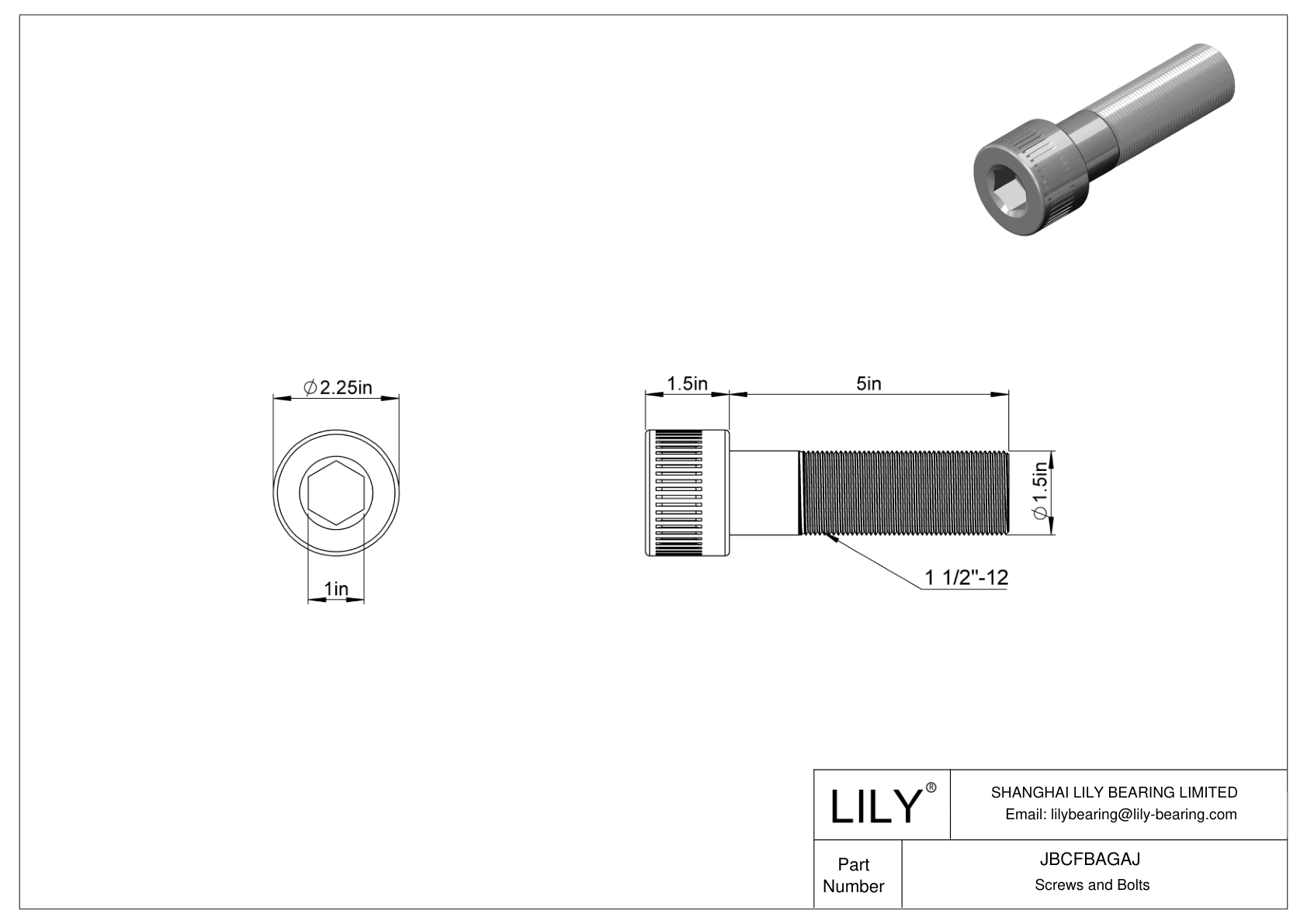 JBCFBAGAJ Tornillos de cabeza cilíndrica de acero aleado cad drawing