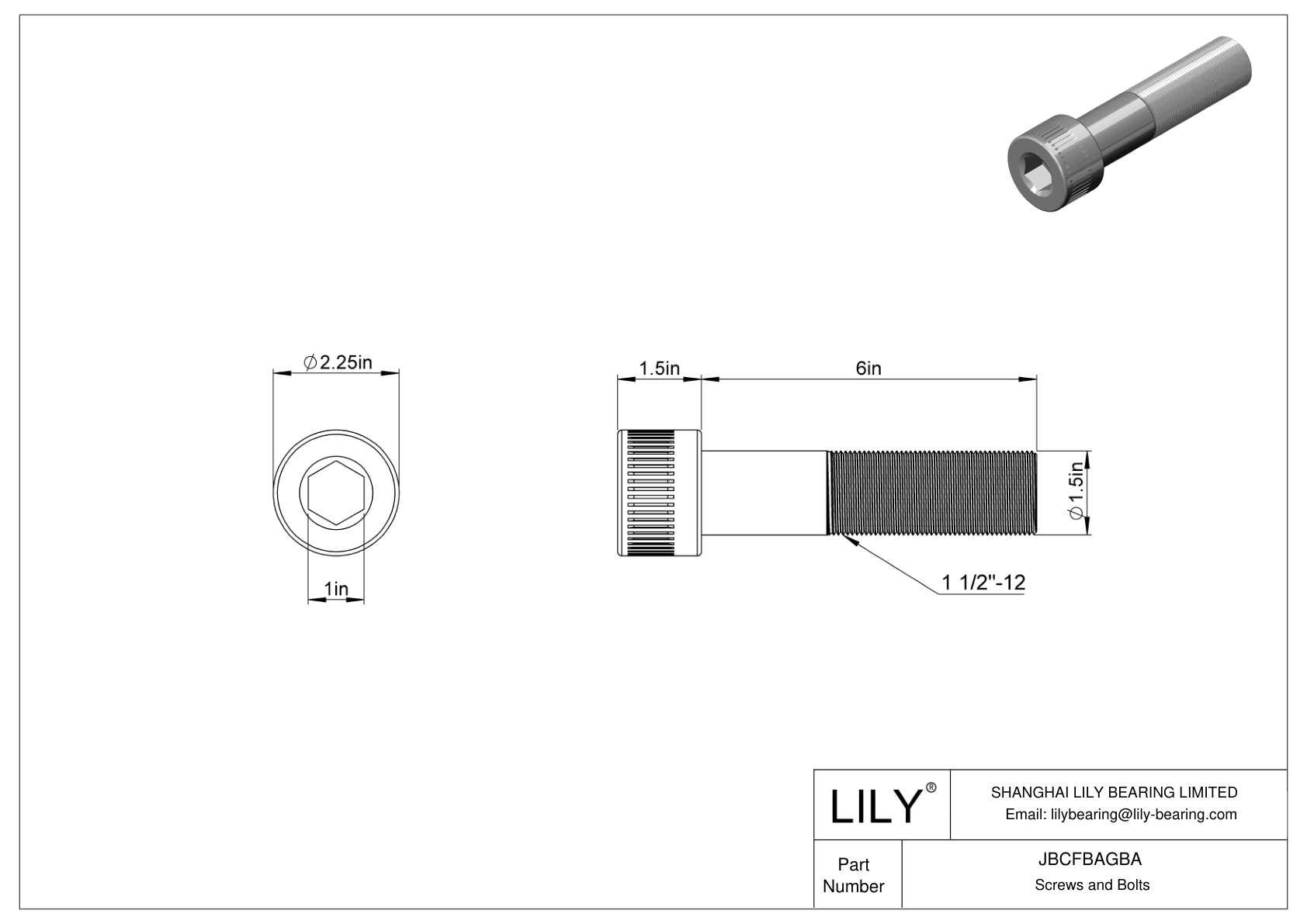 JBCFBAGBA Tornillos de cabeza cilíndrica de acero aleado cad drawing