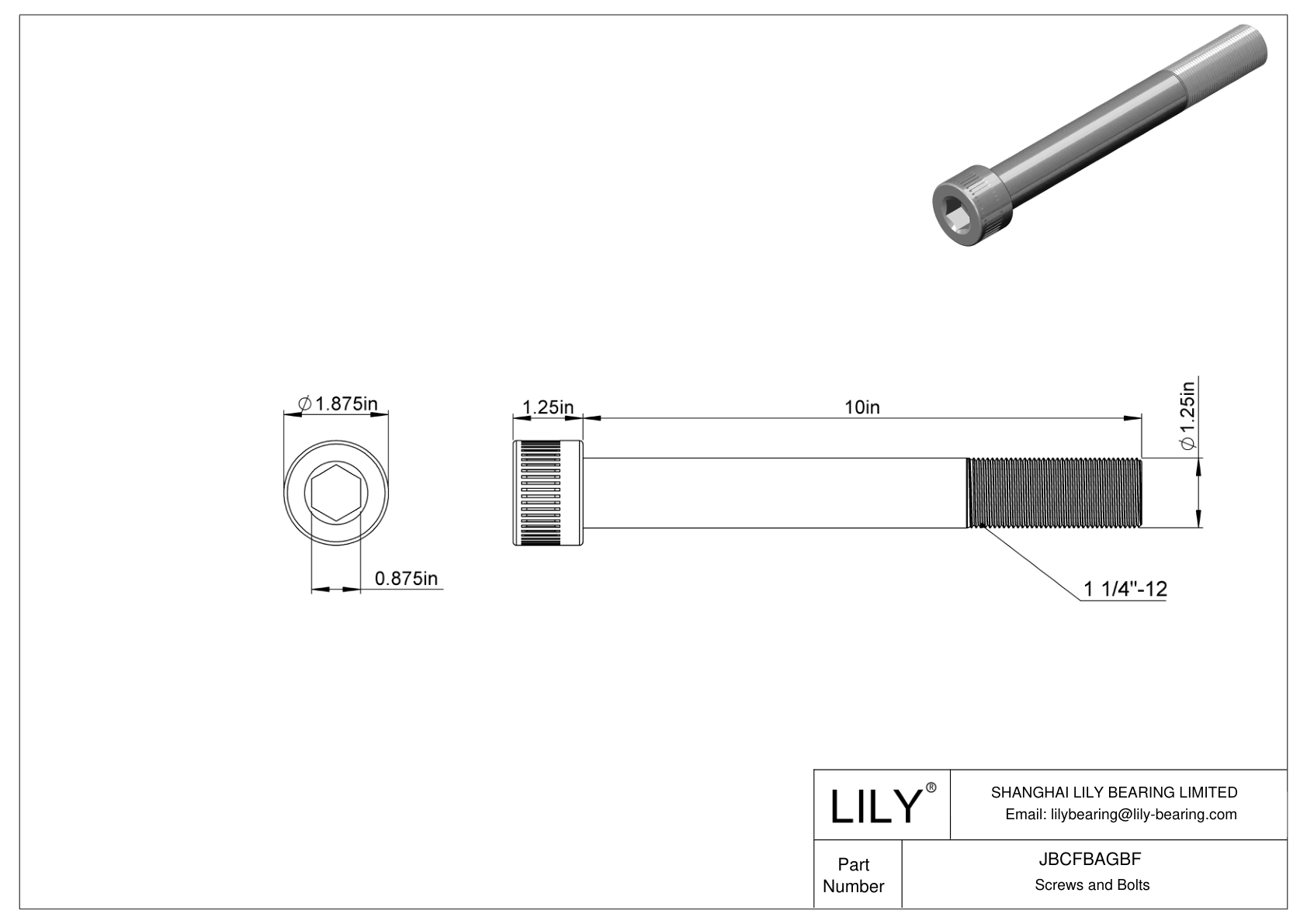 JBCFBAGBF Alloy Steel Socket Head Screws cad drawing