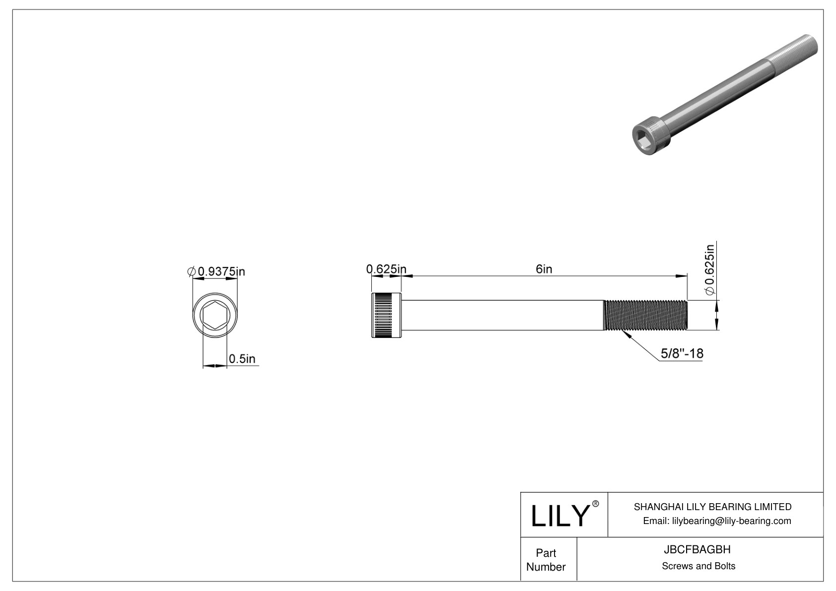 JBCFBAGBH Alloy Steel Socket Head Screws cad drawing