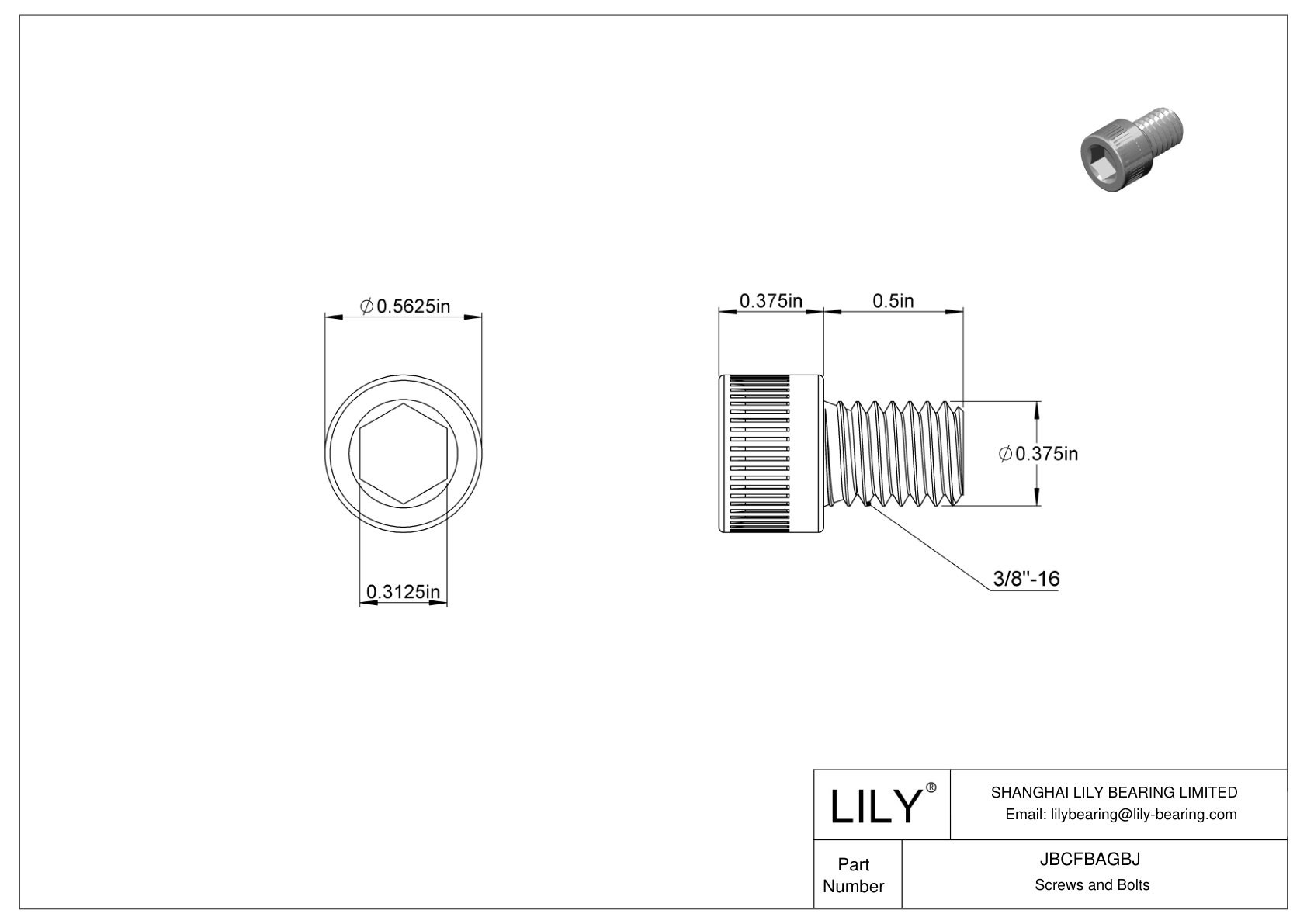 JBCFBAGBJ Alloy Steel Socket Head Screws cad drawing